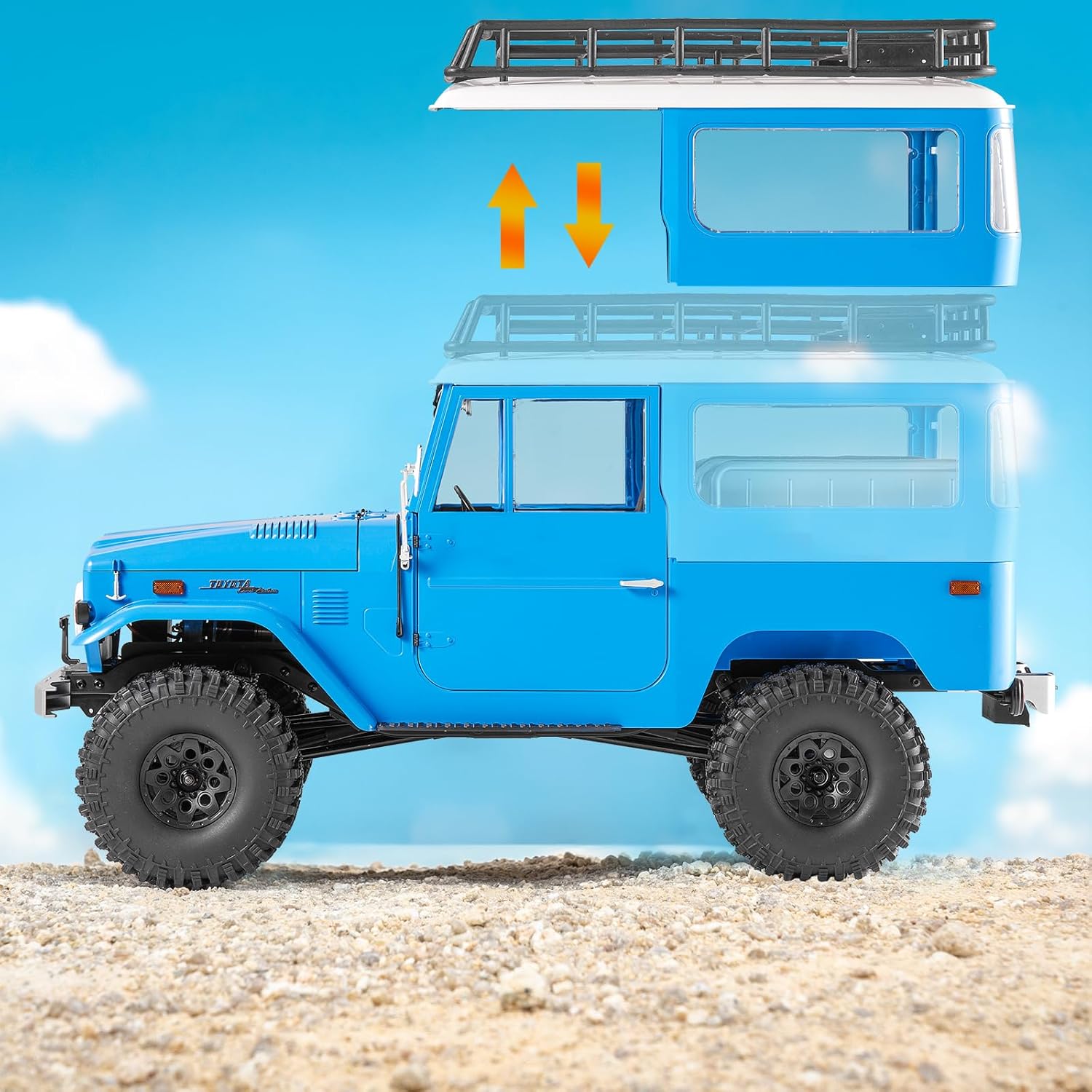 BEEZRC FMS 1/10 RC Crawler FJ40 Toyota Licensed RS 4WD 2.4G Model Rc Car Hobby 4x4 RC Rock Crawler Offroad RC Truck Remote Control Car with Transmitter for Adults (Blue) FMS11035RSBU