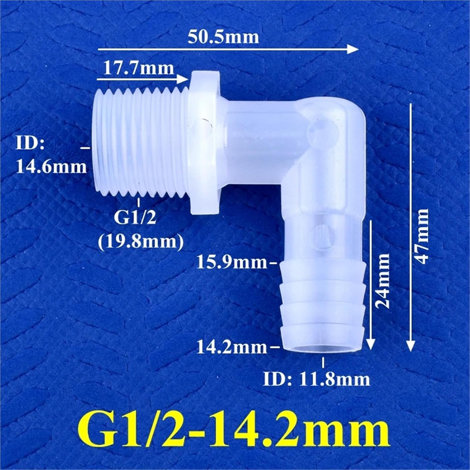 5~200pcs G1/2 to 6.4~19.5mm Food Grade Plastic Pagoda Elbow Connector Irrigation System Water Hose Joint Aquarium Tank Fittings(G1I2-14.2mm,200 Pieces)