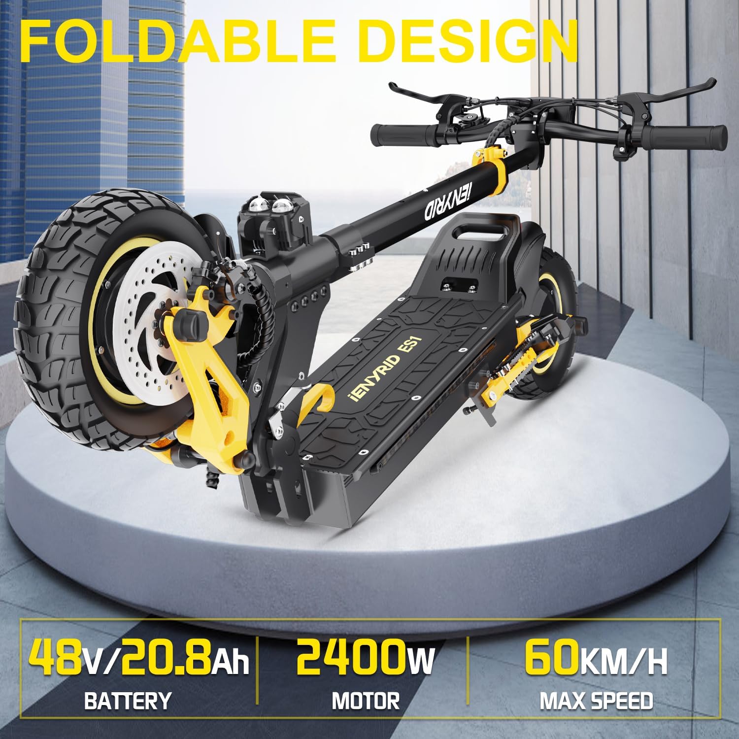 2400W Electric Scooter 20.8Ah Dual Brakes 55KM/H, Septuple Shock Absorbers, 10