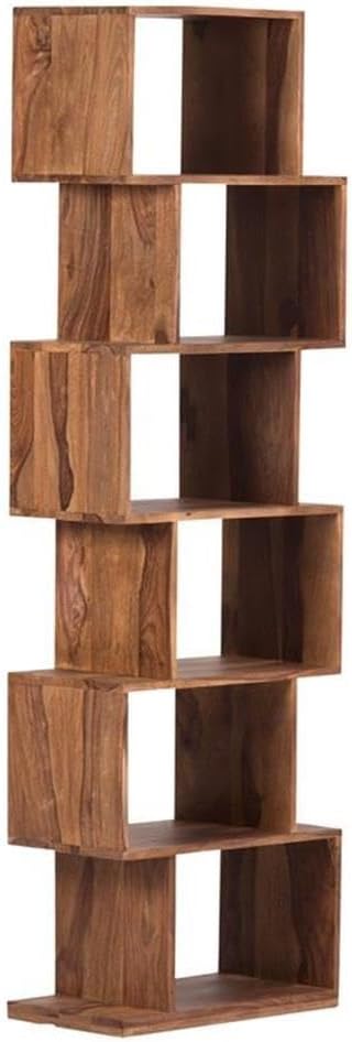 Allora Modern 6-Shelf Stacked Wood Bookcase in Natural Brown