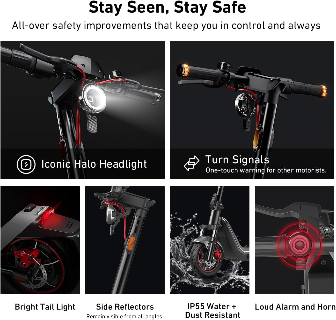 NIU K100P/K300P/K300X Electric Scooter Adult - E Scooter with Suspension, 600-1000W Peak Power, 18-37.3 Miles Max Range, Top Speed 17.4-23.6MPH, Commuting E-Scooter