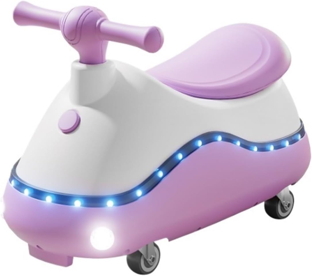 Wiggle Scooter Wiggle Car for Kids 4 Wheels Swing Car with Lights Music Anti-Rollover Ride On Toys for Indoor Outdoor(Purple)