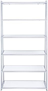 BOWERY HILL Leaning Bookcase in White High Gloss and Chrome