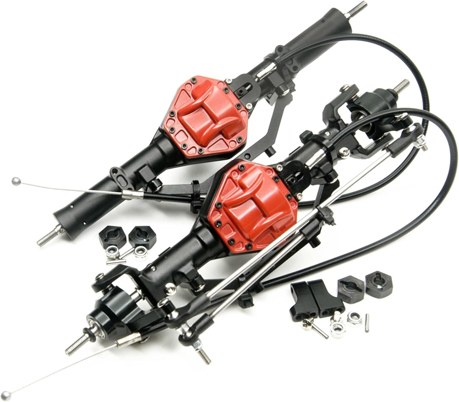 RC Car Parts for Axial for SCX10 1/10 Replacement Aluminum Front Rear Axle with 4WD Lock Modification RC Crawler Car Upgrade Accessories Parts(Set)