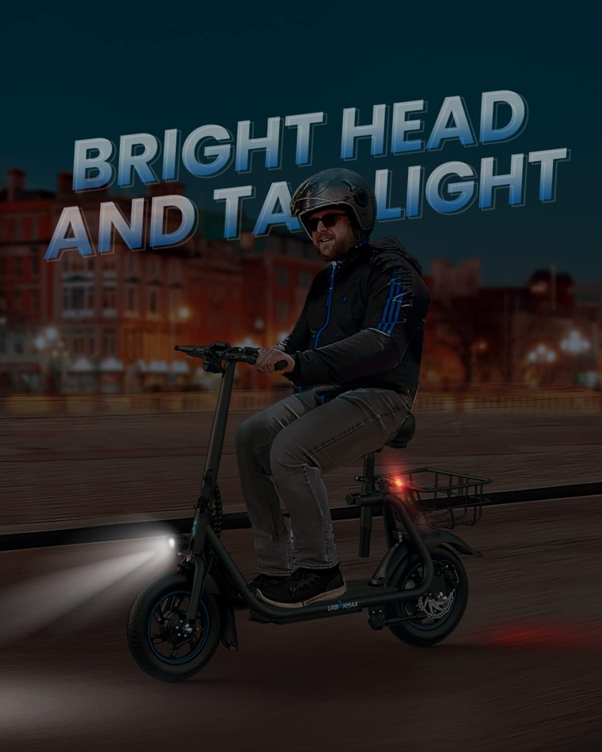 Urbanmax C1 Electric Scooter for Adults & Teens,20 Miles Range, 265 Lbs,Top Speed 16MPH, Wide Anti-Slip Deck for Commute, Groceries, Pets, Foldable Commuter Escooter with Seat and Basket