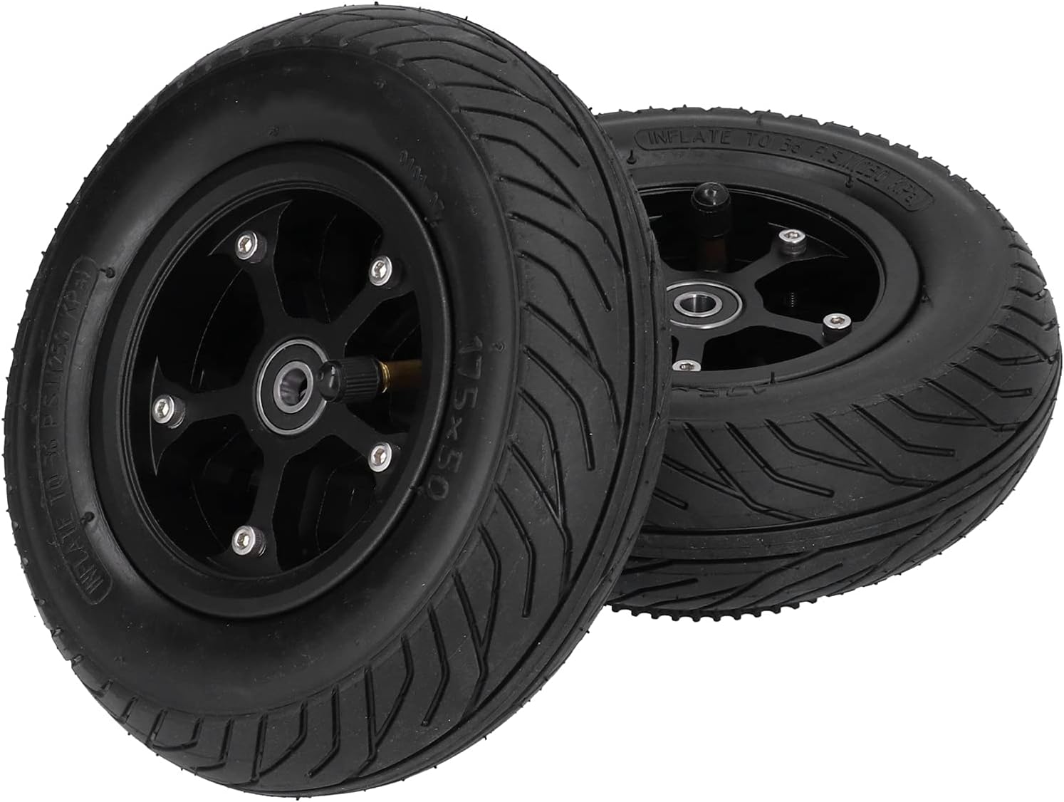 Scooter Tire, Mountain Scooter Skateboard Metal Wheel Hub and Tires Set with Drive Belt Replacement for Mountain Scooters and Mountain Skateboards(6 Inch) Electric Car Scooter Supplies