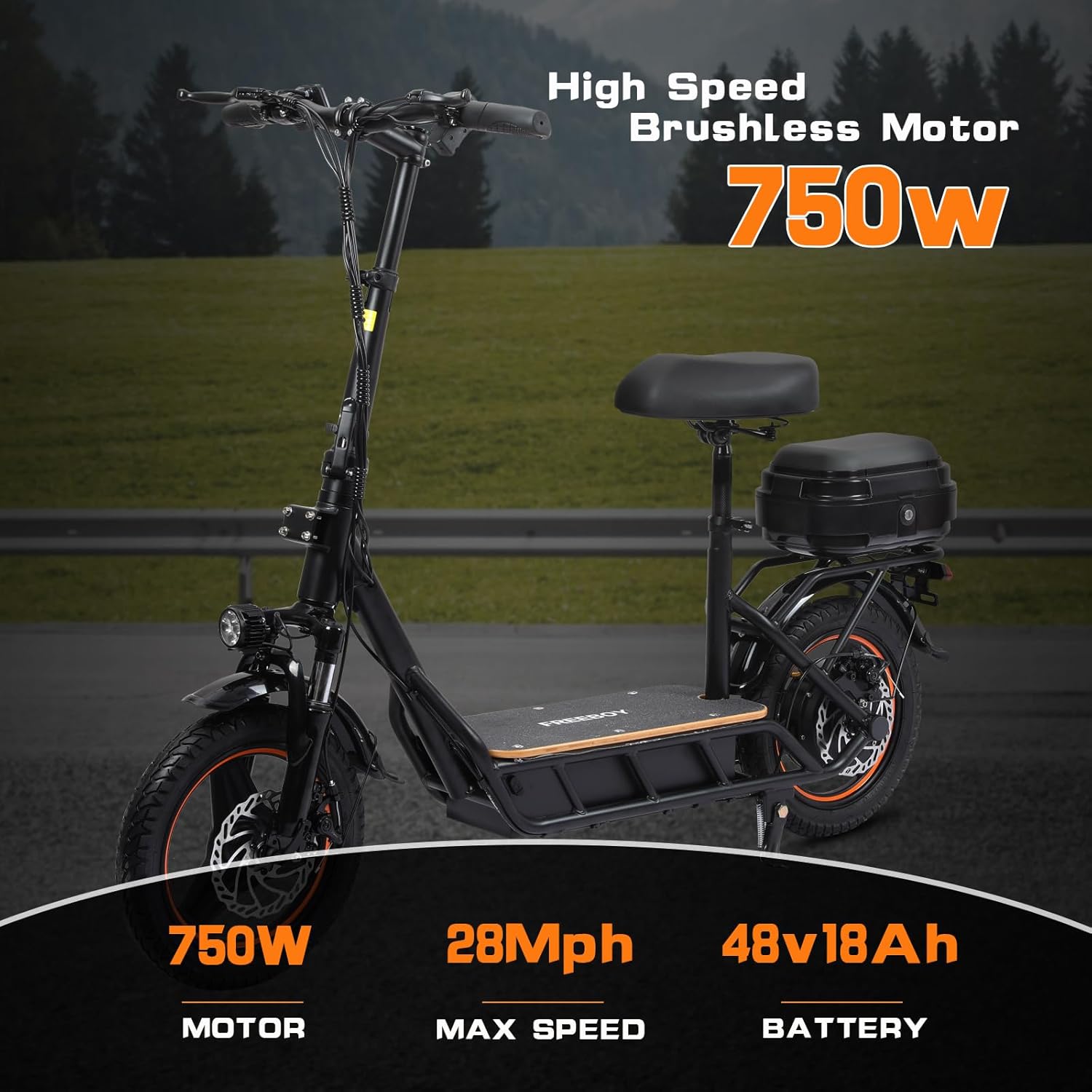14 inch Electric Scooter 750W48V18AH Lithium Battery Rear Wheel Drive Electric Scooter Intelligent Foldable Electric Bicycle Leisure Shopping Electric Bicycle