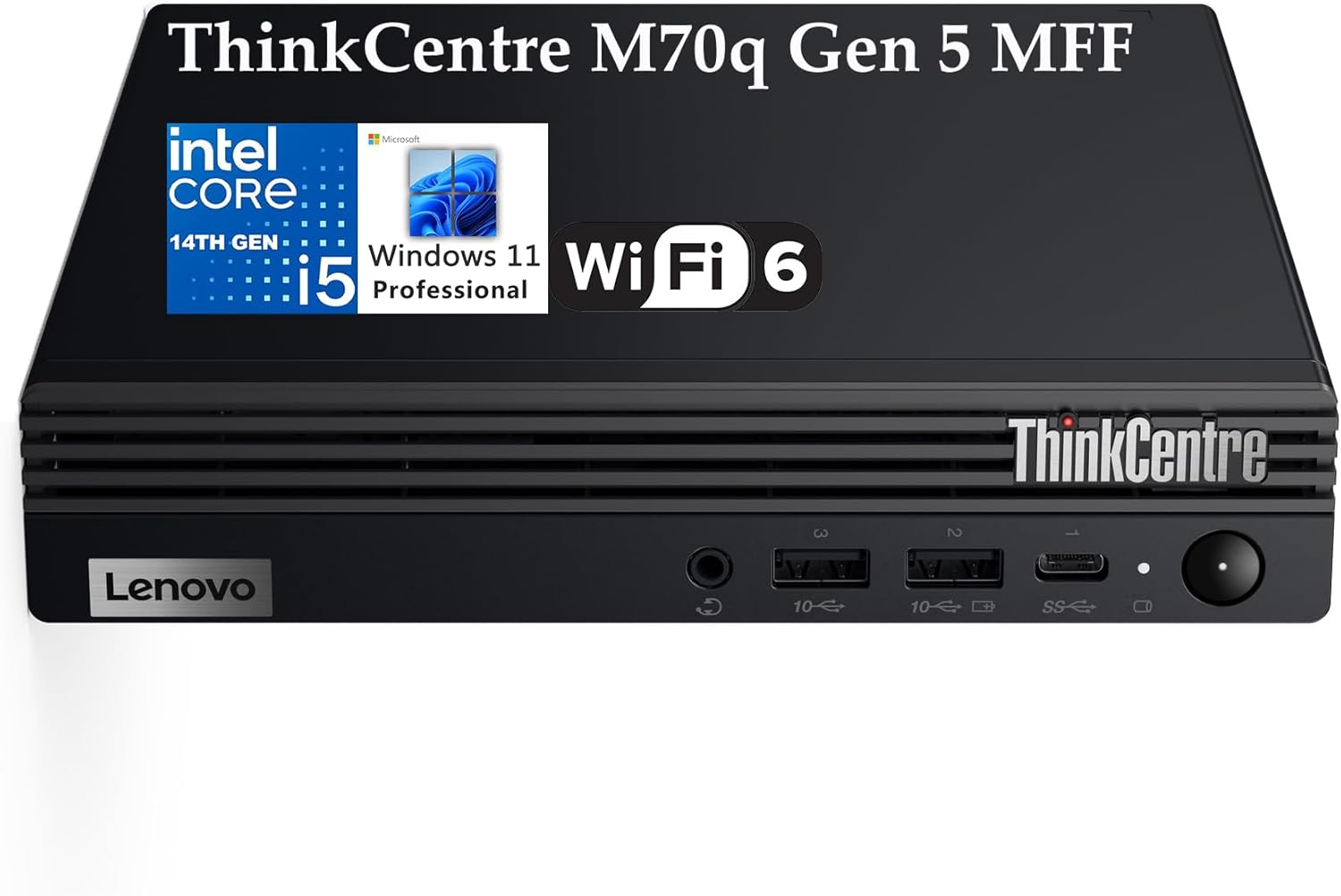 Lenovo ThinkCentre M70q Gen 5 MFF Tiny 1L Mini Business Desktop Computer, 14th Gen Intel 10-Core i5-14400T (Beat i7-11700), 16GB DDR5 RAM, 512GB PCIe SSD, WiFi 6, HDMI, DP Port, Windows 11 Pro, AZ-XUT