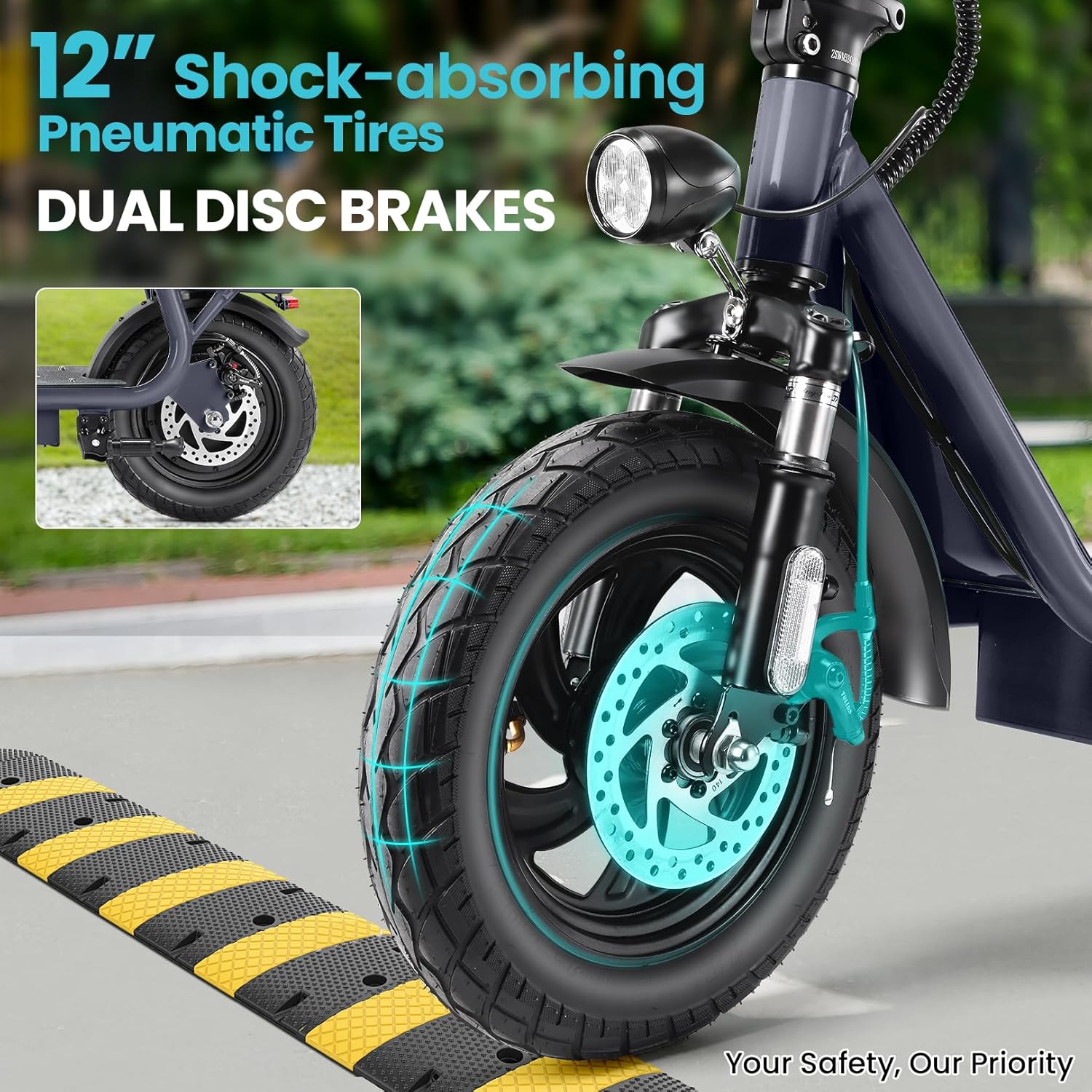 Caroma Peak 1200W/800W Electric Scooter with Seat, 30 Miles Max Range, Electric Scooter Adults, Up to 20MPH Foldable Escooter with Kid Seat,Key Start Adjustable E-Scooter