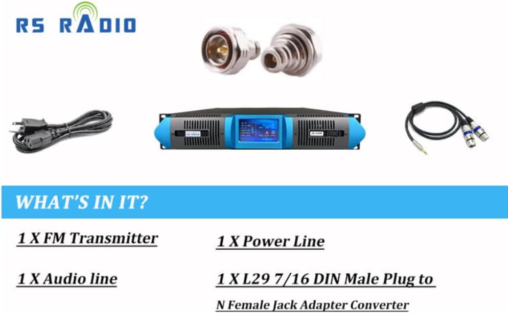 FM Transmitter 300W+1-Bay Antenna+30M Cable, Professional Long Range Touch Screen Wireless Stereo FM Radio Broadcast Transmitter Kit for Church Radio Station Equipment for Broadcasting