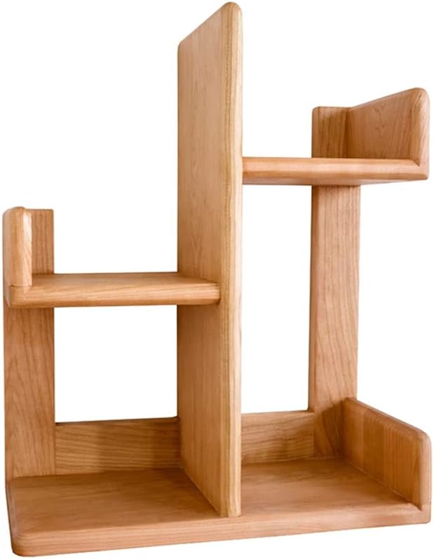 QTBH Bookshelf Bookshelf Desktop Solid Wood Storage Rack Simple CD Rack Shelf Small Bookshelf Small Bookcase 21.65 Inches High (Cherry Wood/Black Walnut) Bookcase Bookcase freestanding (Color : A)