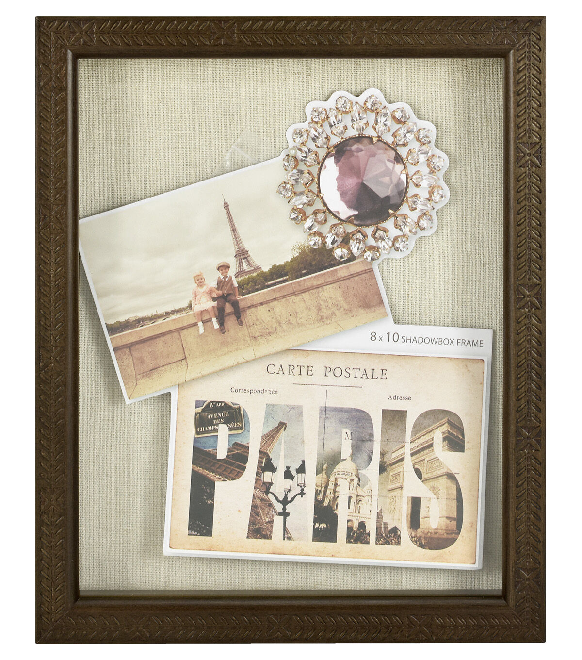 MCS 8x10 Linen Farmhouse Debossed Wood Shadowbox Frame