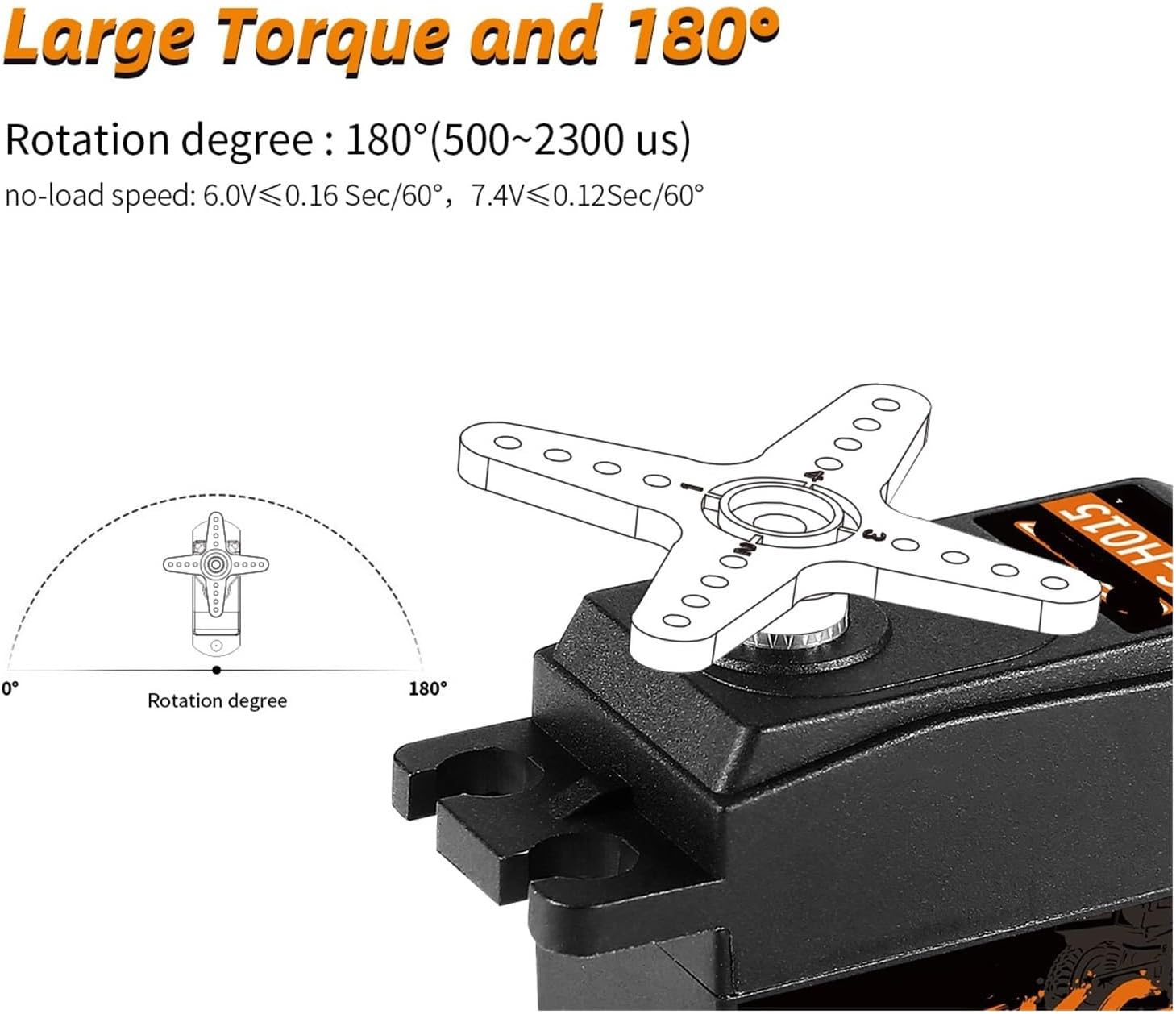 1/5/10/20pcs 15KG High Torque Metal Gear Low Profile servo Suitable for 1/8 1/10(20PCS 180 Degree)