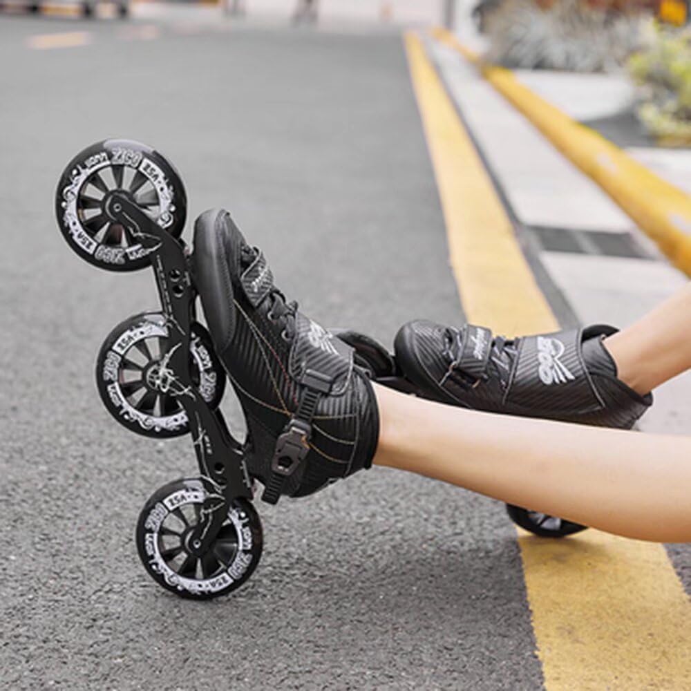 Racing Shoes, Carbon Fiber, Roller - Skates with Design, Light Up Wheels, Adjustable Multiple, Triple Safety System, for Girls Ages