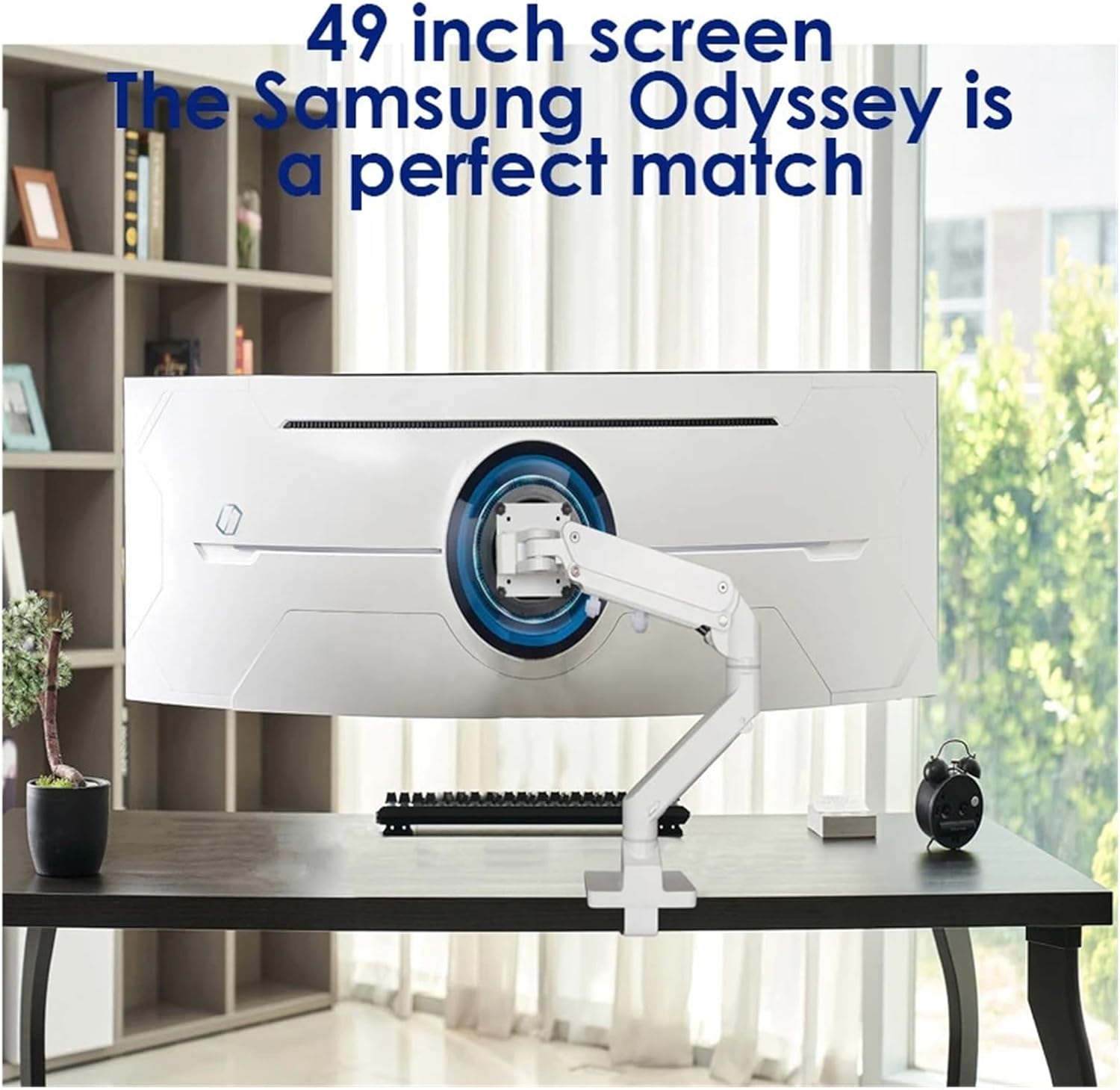 S500 Aluminum Alloy Gas Spring Arm 34-49 Inch Curved Screen Monitor Stand G9/G7 Large Monitor Stand Loading 20 kg(White)