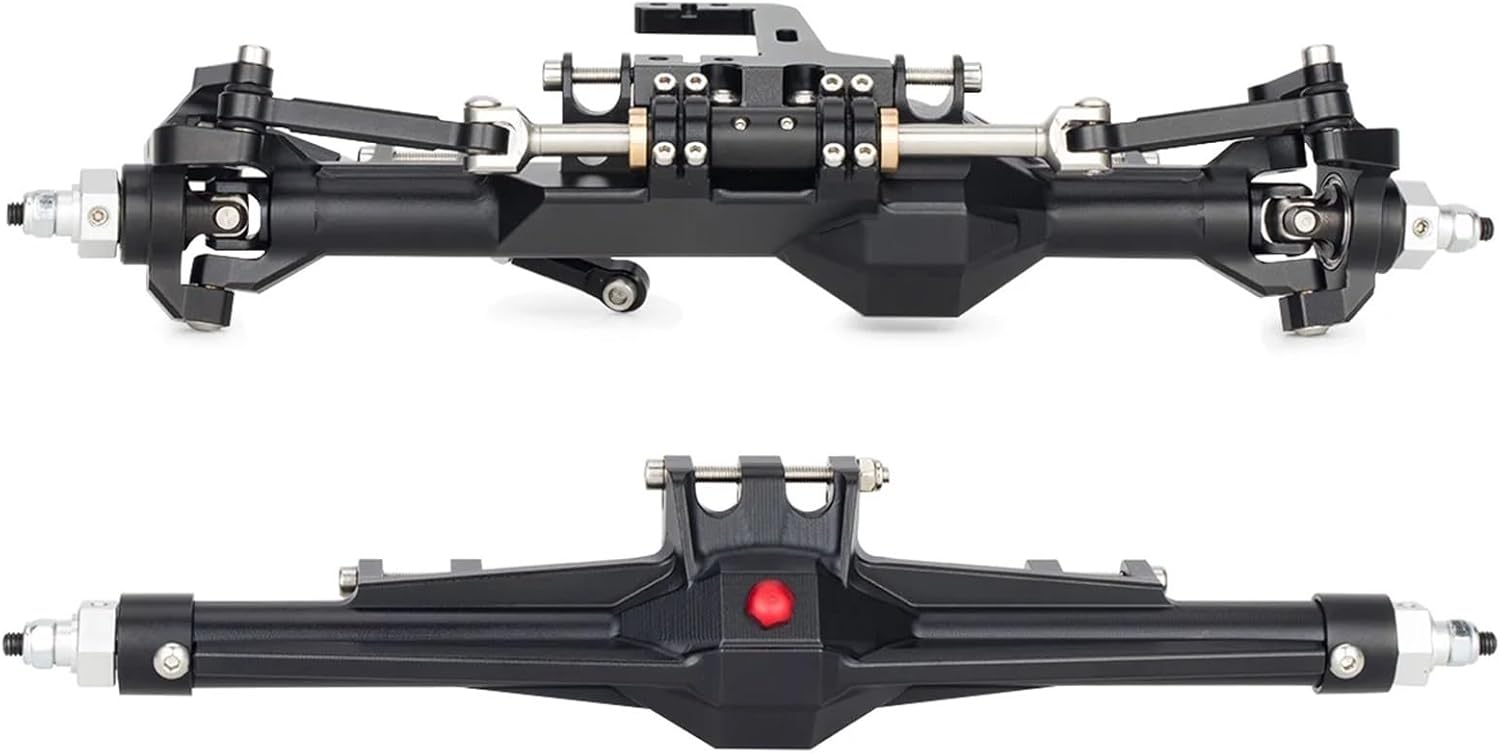 CNC Aluminum Front Rear Straight Axle Set for 1/10 RC Crawler Car for Vanquish H10 Parts confident(Front Rear Black)
