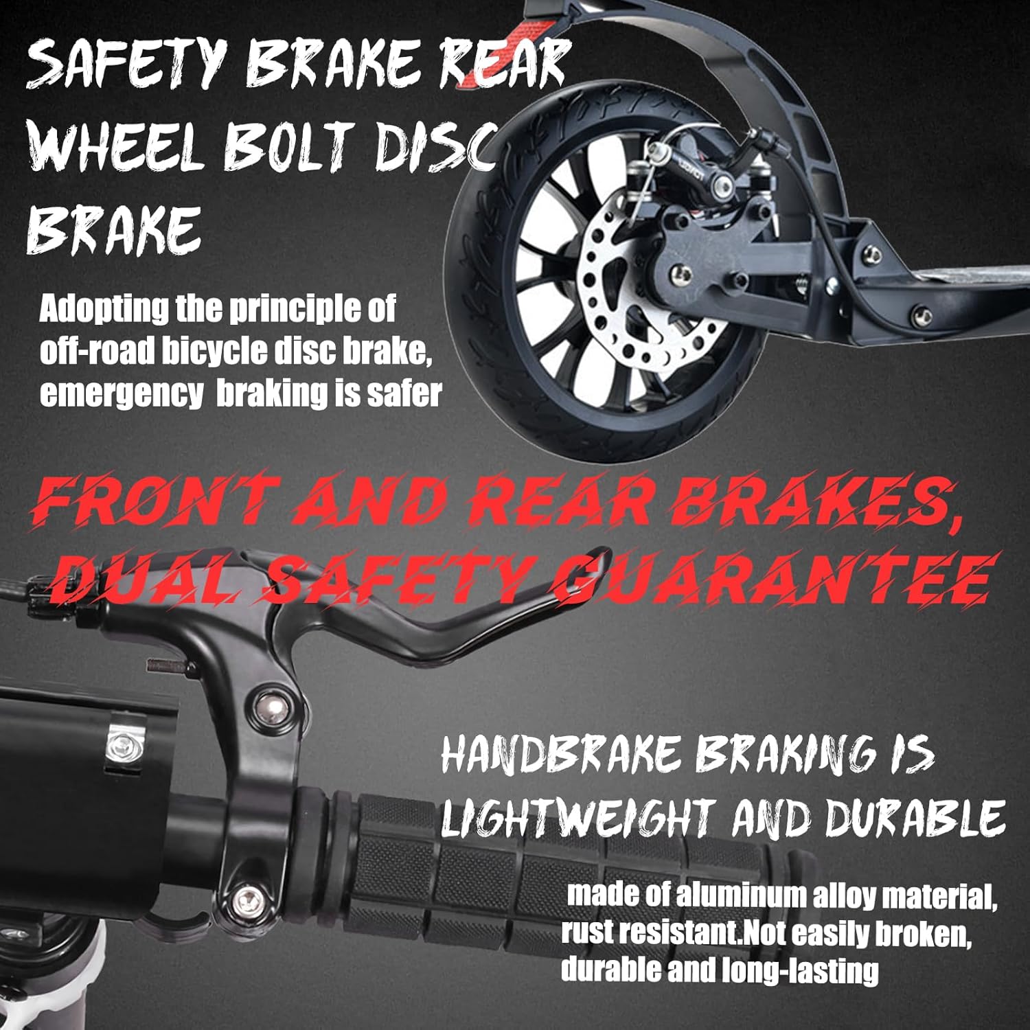 Adult Kick Scooter with Brakes, Aluminum Alloy Scooter for Teens & Adults, with Foot Support Frame, Shock AbsorptionDesign, Third Gear Adjustment, Big Wheels Foldable Scooter for Indoor & Outdoor