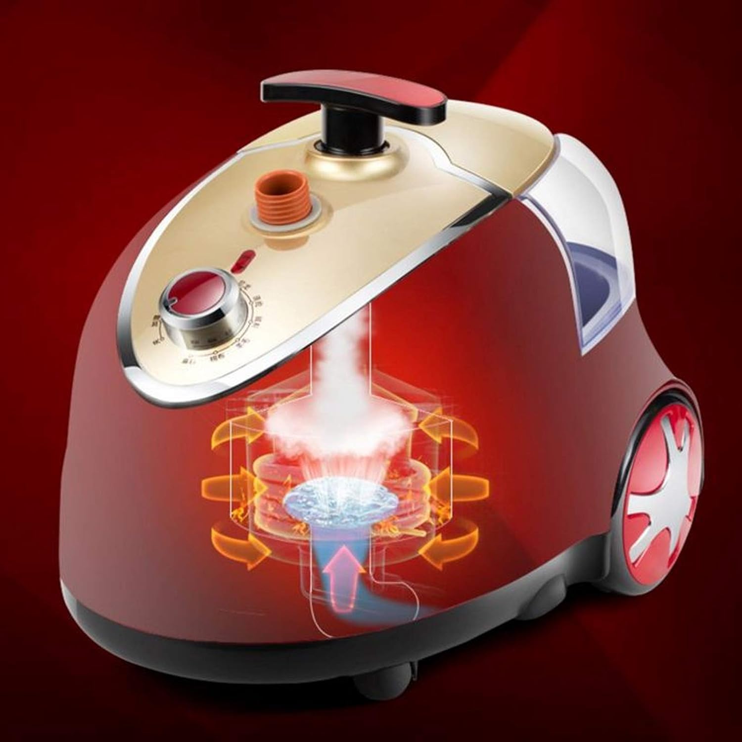 Clothes Vertical Garment Steamer Double Pole 2000W Quick Steam Household Small Hand-Held Steam Iron with Built-In Ironing Board And 1.8 L Water Tank,Gold (Gold)