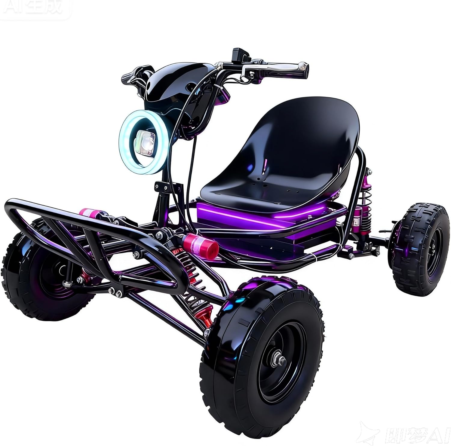 72V Adult Electric Off-Road Go Kart, 3kW Mid-Motor (Peak 25kW), YuanDrive 72450, 52Ah Lithium, Up to 74.6MPH, ~56-Mile Range, 3 Speed+Reverse, 428 Chain Drive, Brake Cut-Off, LED High Beam