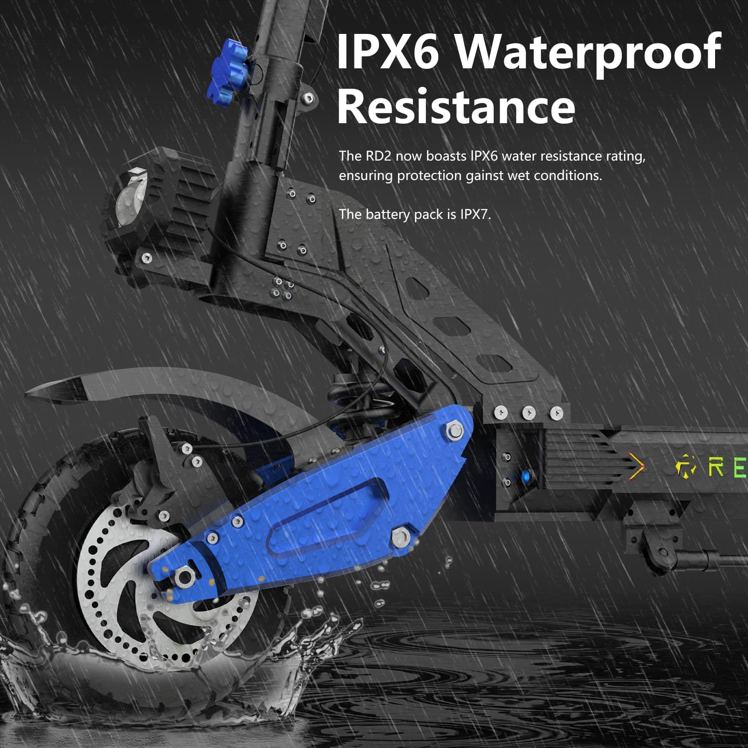 RD2 Electric Offroad Scooter - 40-50 MPH Fastest Dual Motor Adult Scooter, 5000W Peak, 55-Mile Long Range, 10.5