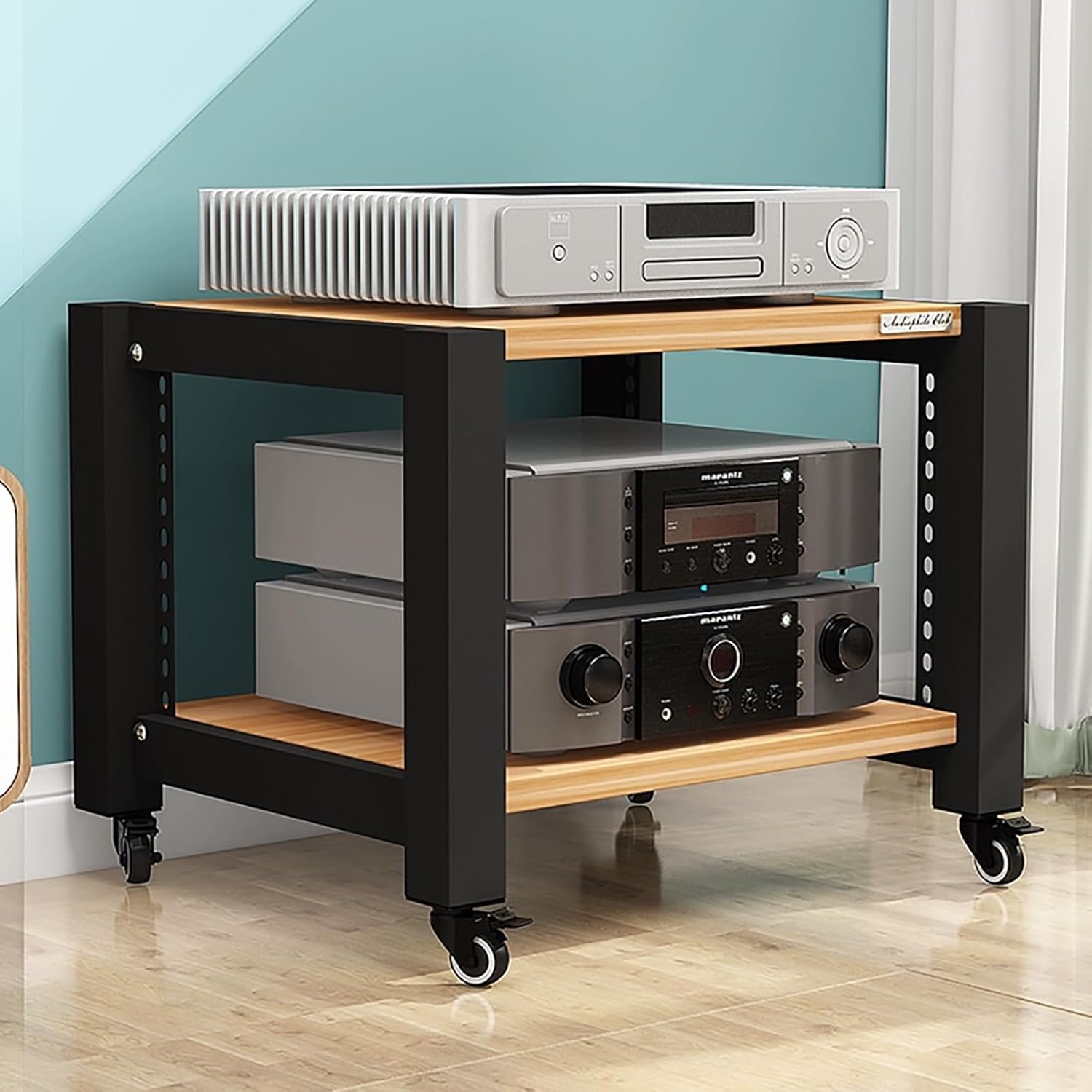 Movable Audio Media Stand on Wheels