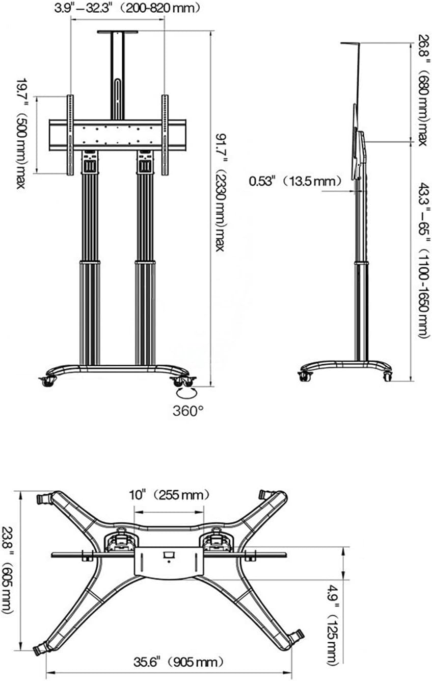 AVF1800-70-1P LCD TV Mobile cart Video conferencing Mobile Floor Rack 55-80 inches