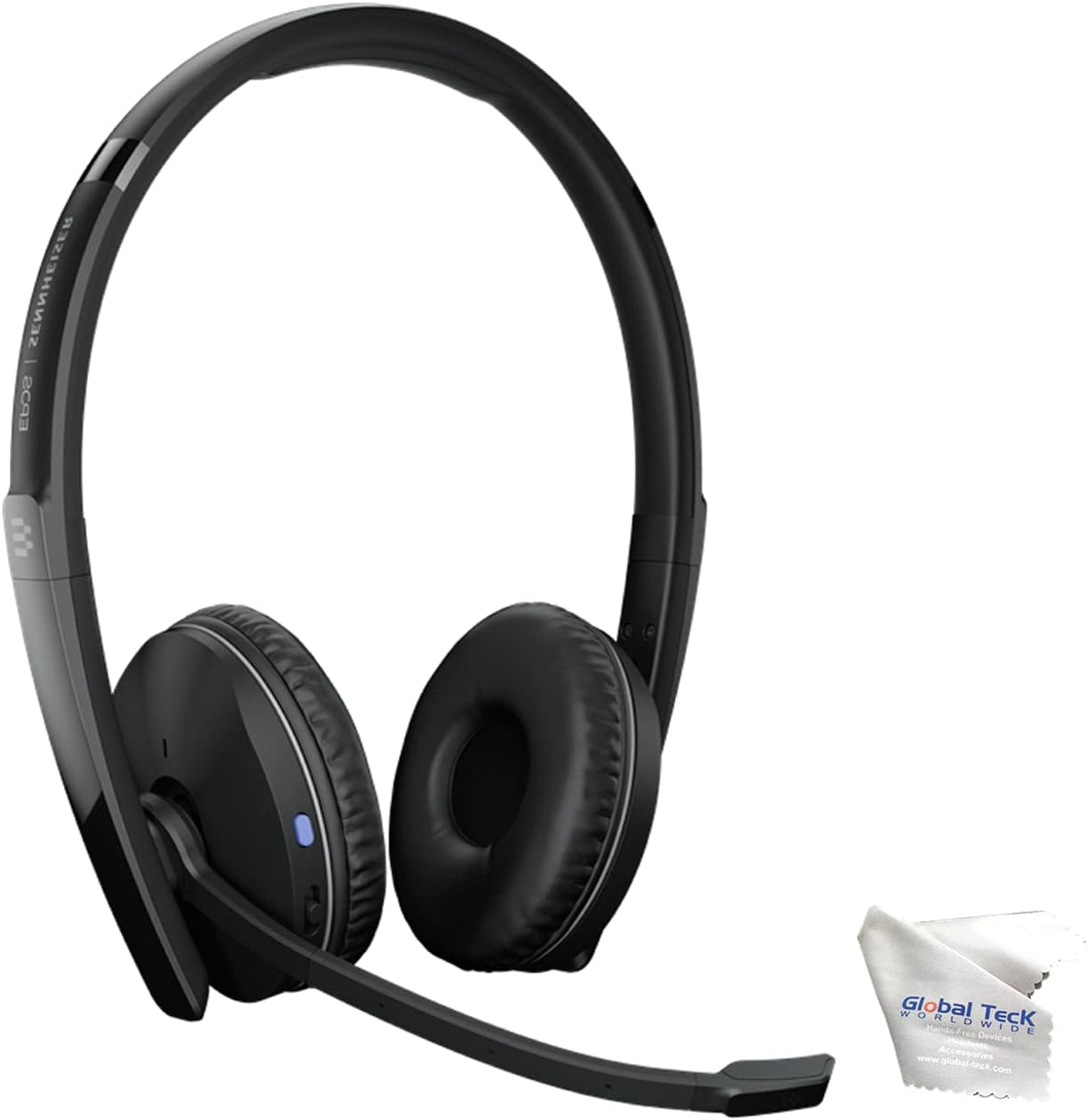 Global Teck Bundle of EPOS 261 Stereo Bluetooth Headset with USB-C Dongle, UC, Teams Certified, Connects to Deskphone, PC/Mac, Smartphone- Works w/Zoom, RingCentral with Microfiber