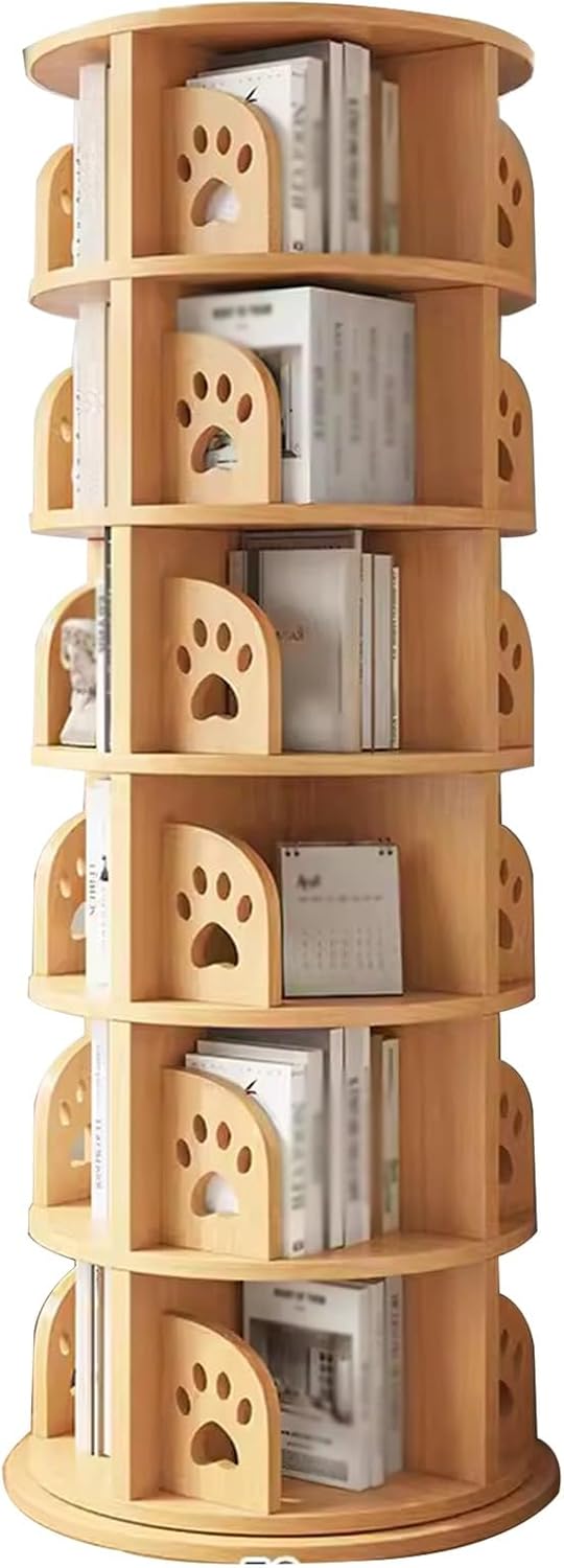 Rotatable Children's Bookshelf Multi-Layer Bookcase Floor-Standing Magazine Rack Wooden Bookshelf Study Multi-Layer Storage Rack (Size : 52x52x201.5cm)