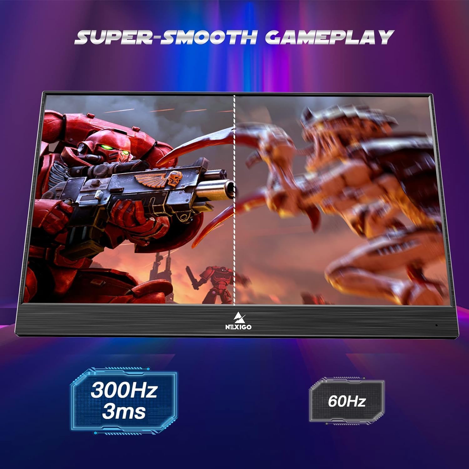 NexiGo 300Hz 17.3 Inch Portable Monitor (NG17FGQ), FreeSync, G-SYNC Compatible, IPS, Dual Speakers Eye Care Screen with HDMI/Type C for Laptop PC/MAC/Console (Renewed)