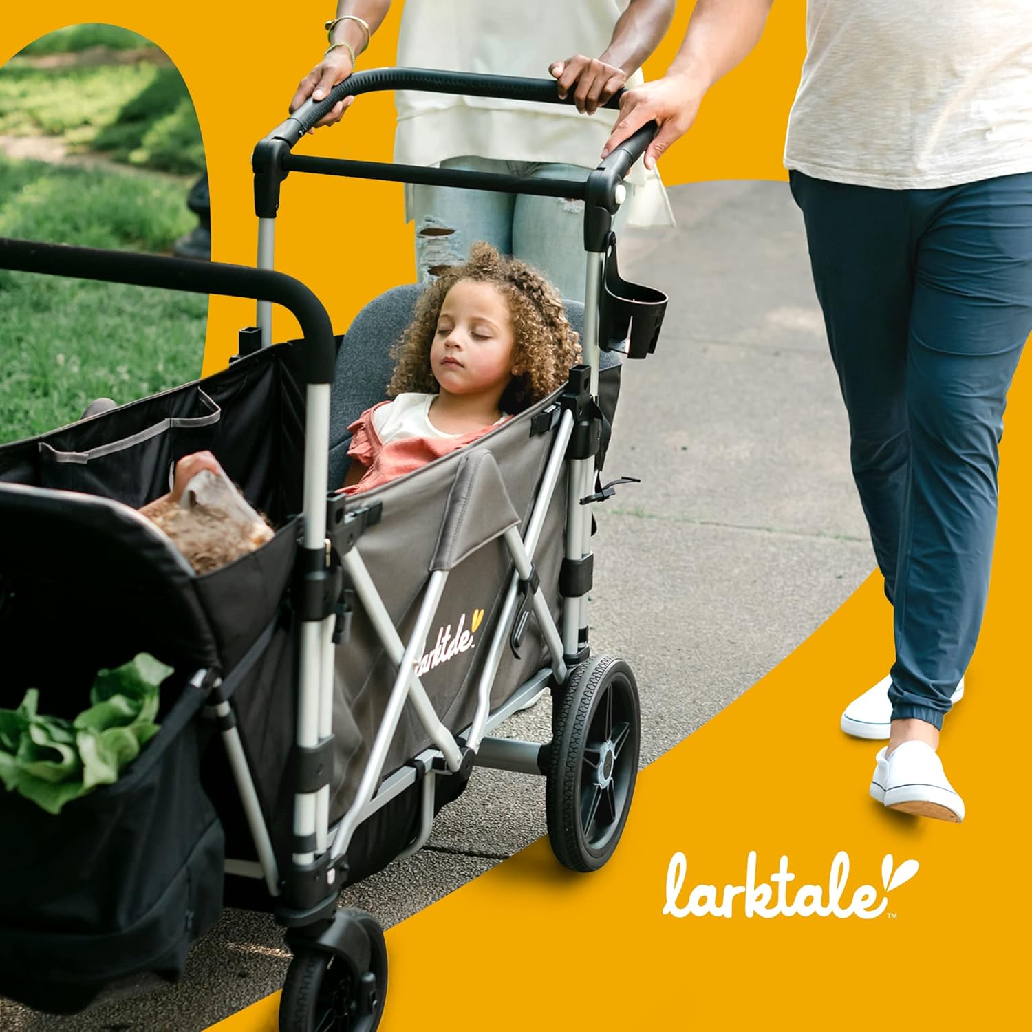 Larktale caravan - Double Seater Collapsible Wagon, All-Terrain Stroller Wagon for Kids, Baby, Toddler
