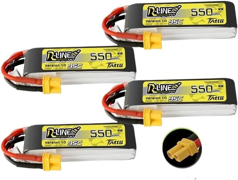 for Tattu R-Line 1.0 7.4V for Lipo Battery 550mAh 95C for RC FPV Airplane Quadcopter Helicopter Drone Parts(10pcs)