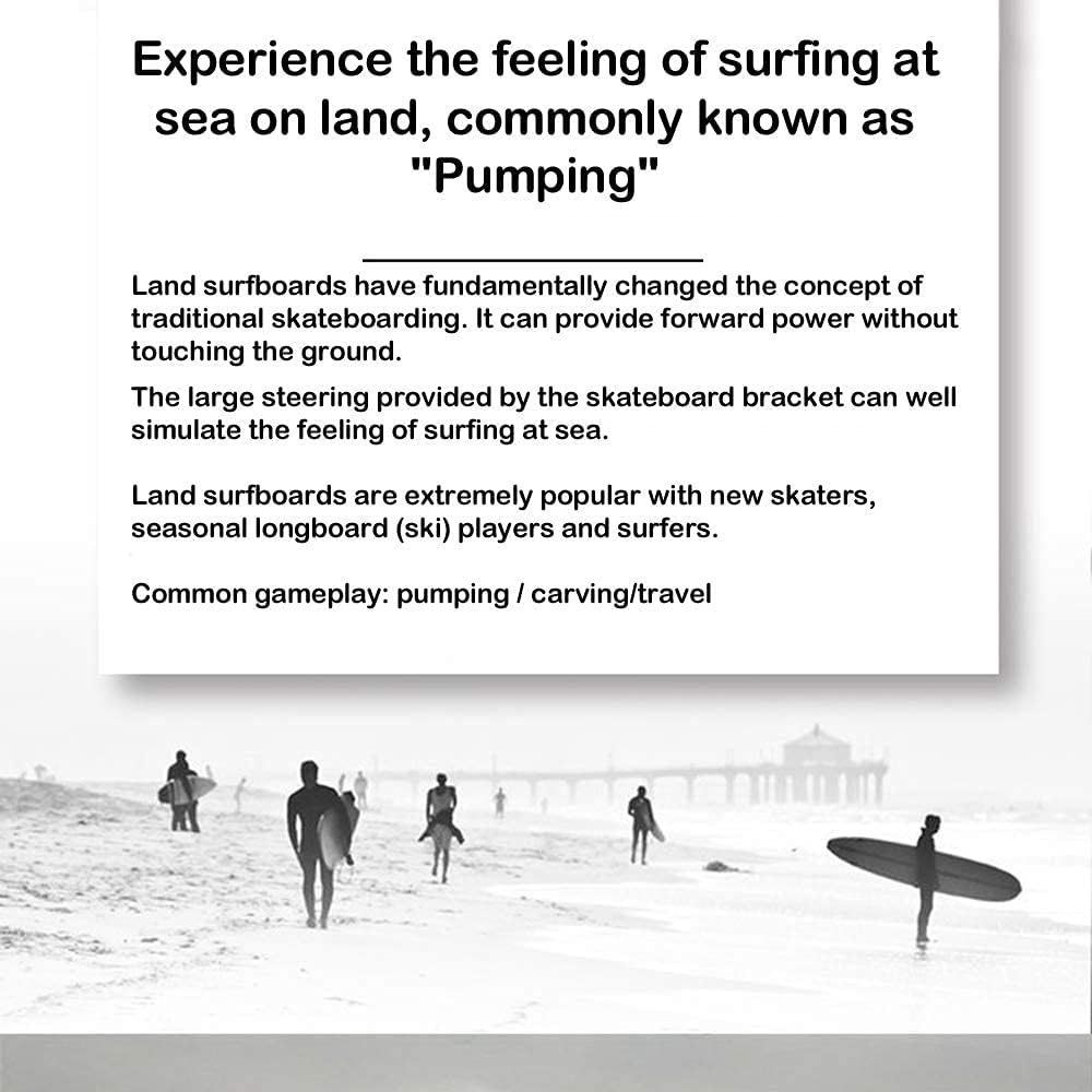 VOMI Land Surfing Skateboard CX4 Carving Truck Ski Practice boardSimulated Surfing Training Board ABEC-11 Bearing Maple Wood Surfskate 75×24cm Suitable for Children Teenagers Youth and Adults (A)