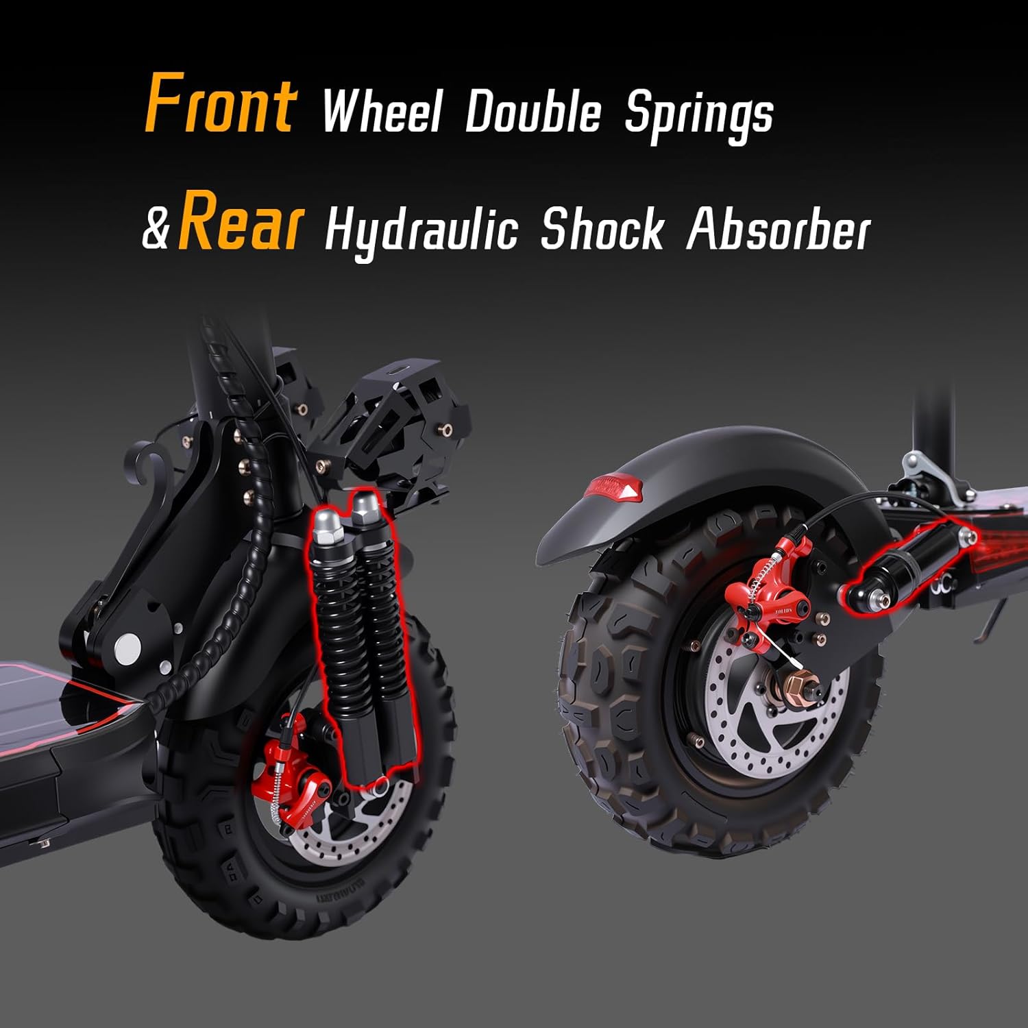 Off Road Electric Scooter Adults, 1200 Motor, 34MPH 48V 18AH Battery, 11