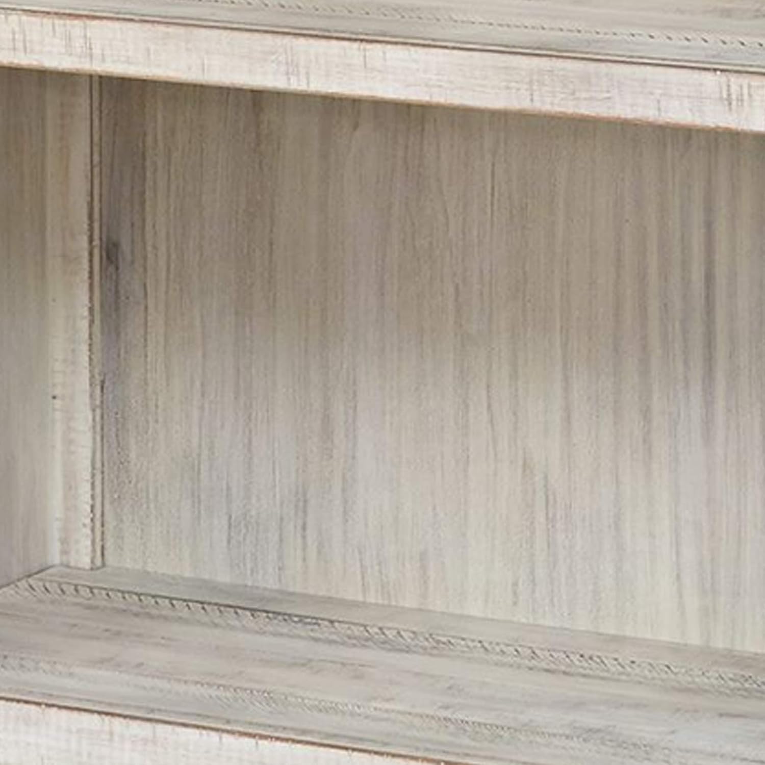 Benjara BM209264 75 x 34 x 12 in. X Shape Back Bookcase with 3 Open Shelves & 1 Open Compartment White