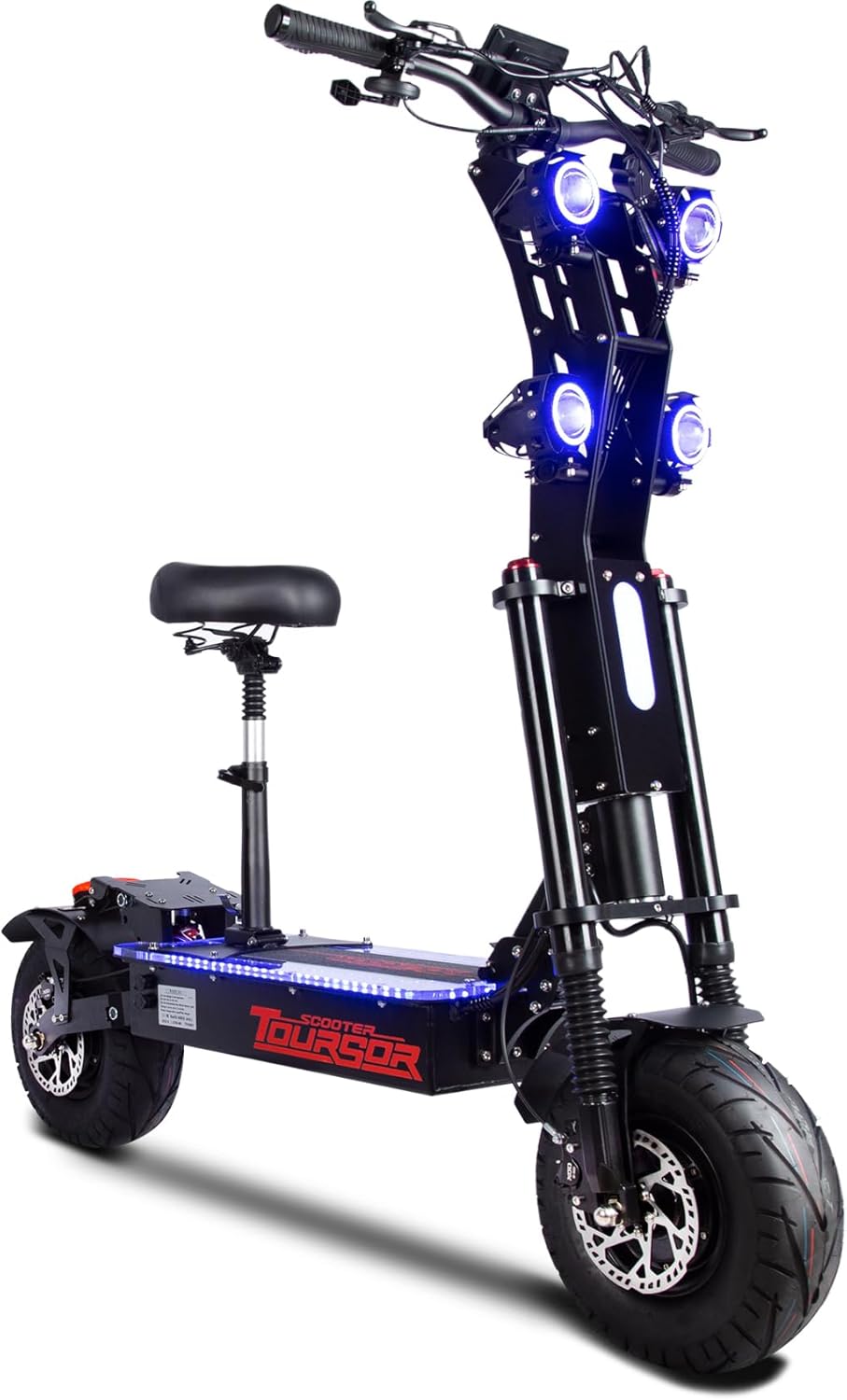 Electric Scooter with Seat, Dual Drive 60V 50AH 10,000W Motor 65 MPH Speed 70 Mile Range 13