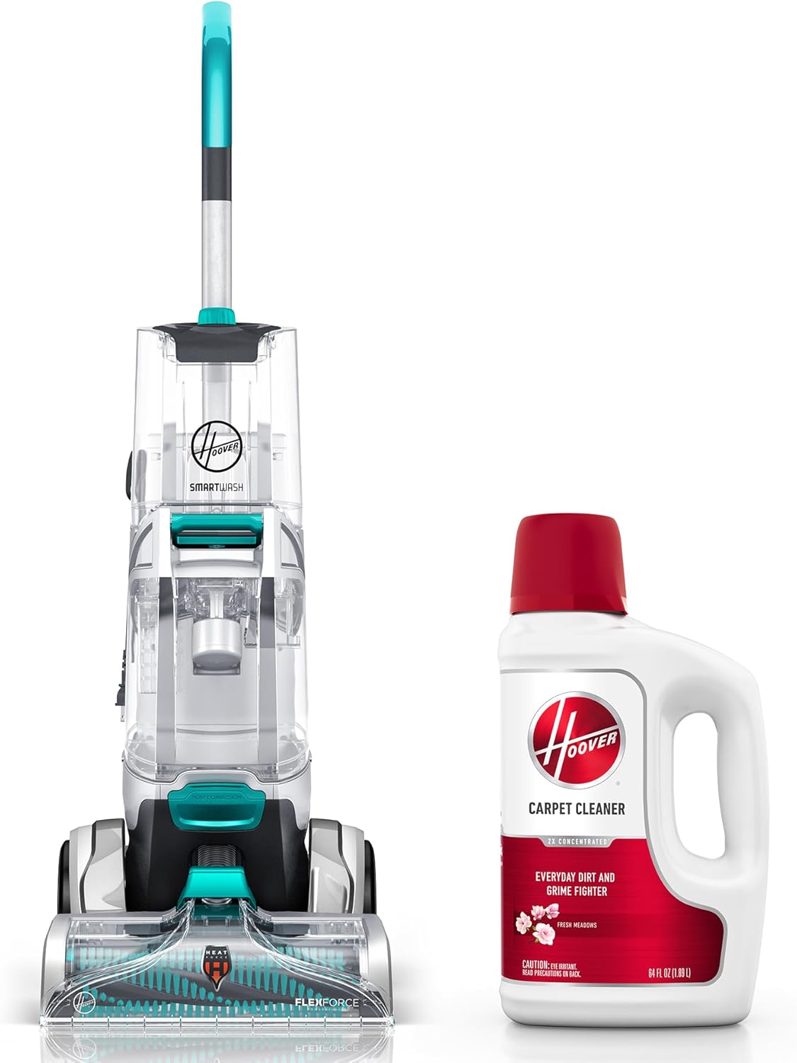 Hoover SmartWash+ Automatic Carpet Cleaner Machine, for Carpet and Upholstery, FH52000 + 64 oz Everyday Carpet Cleaner Solution, Deep Cleaning Carpet Shampoo, AH31924