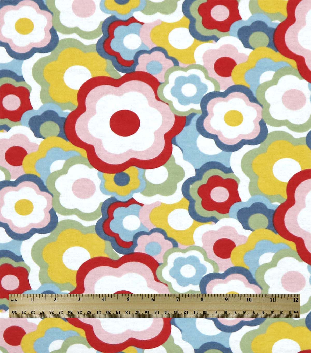 Mod Floral on Green Super Snuggle Flannel Fabric