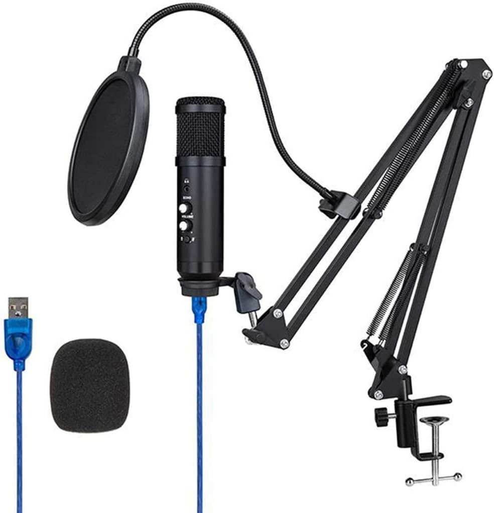Microphone for Computer Computer Microphone,PC Condenser Microphone,USB Omnidirectional Mic with Stand Suspension Scissor Boom Arm