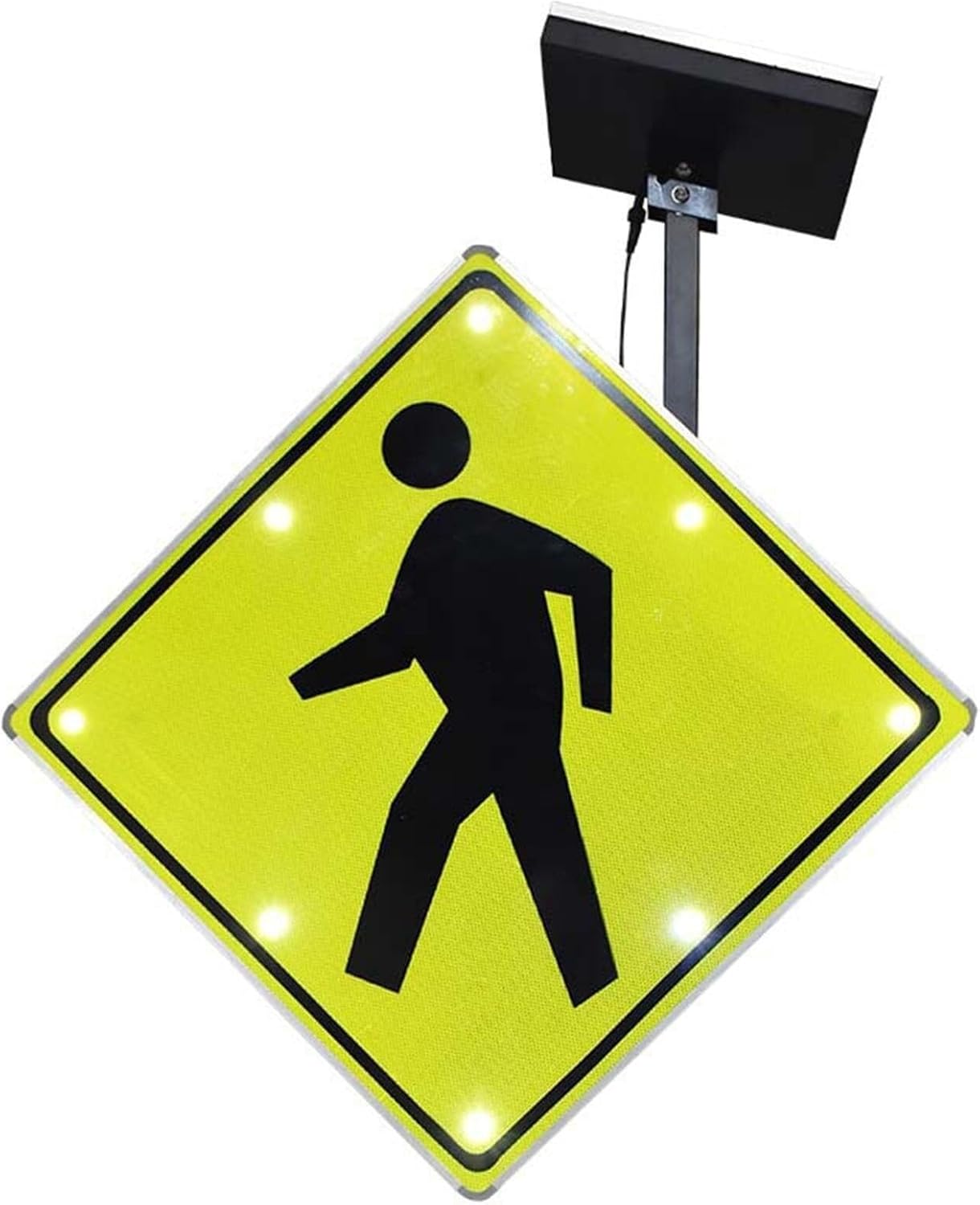 Aluminum Reflective Road Safety Traffic Sign, Solar Traffic Warning Light Pedestrian Crosswalk LED Solar Warning Sign - Rust-Proof Metal Frame
