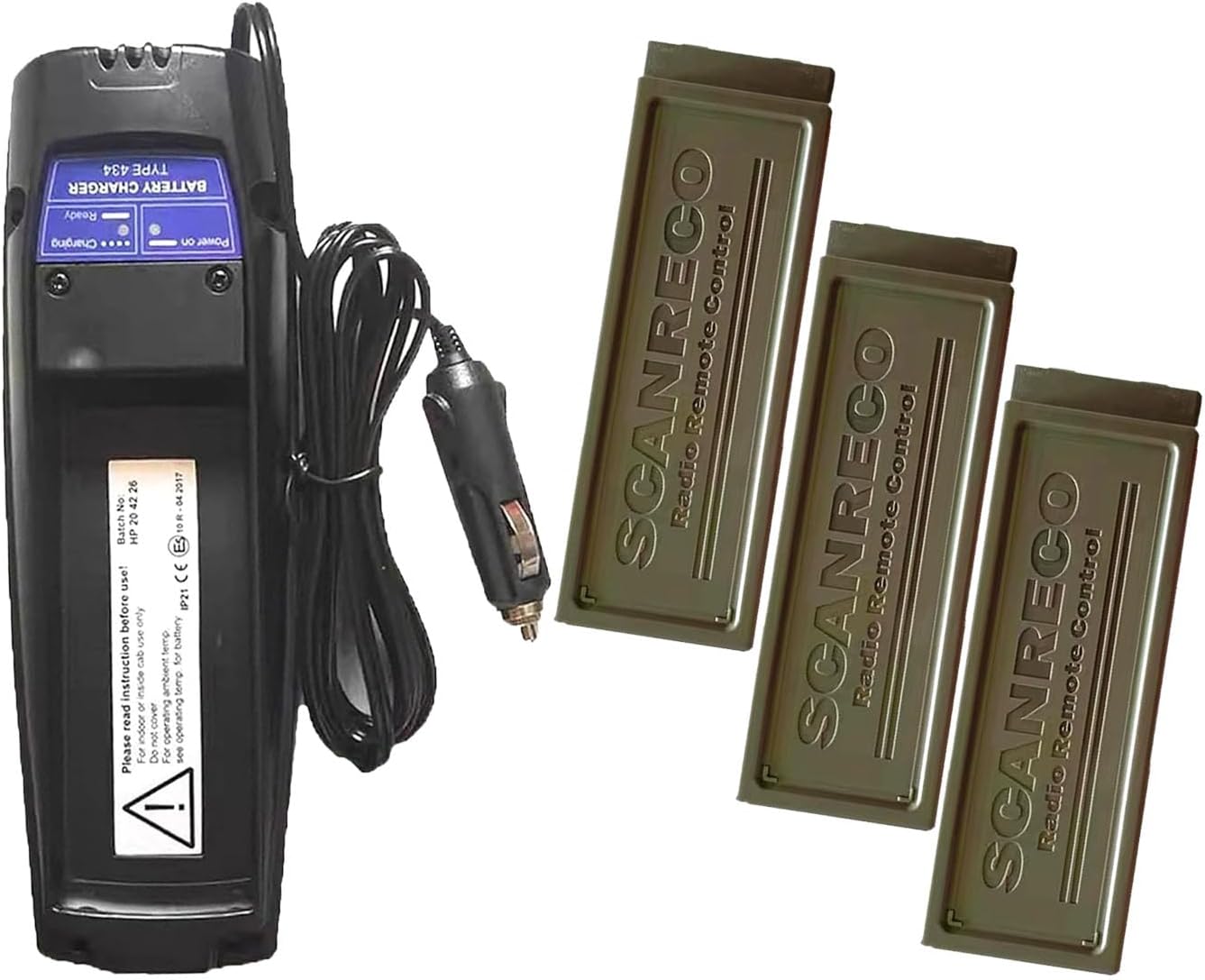 《1 Charger+3 Battery》10-24V Type 434 Battery Charger and 7.2v 2000mAh for Scanreco 592 Battery Replace for Scanreco 590, 592 EEA4291Battery