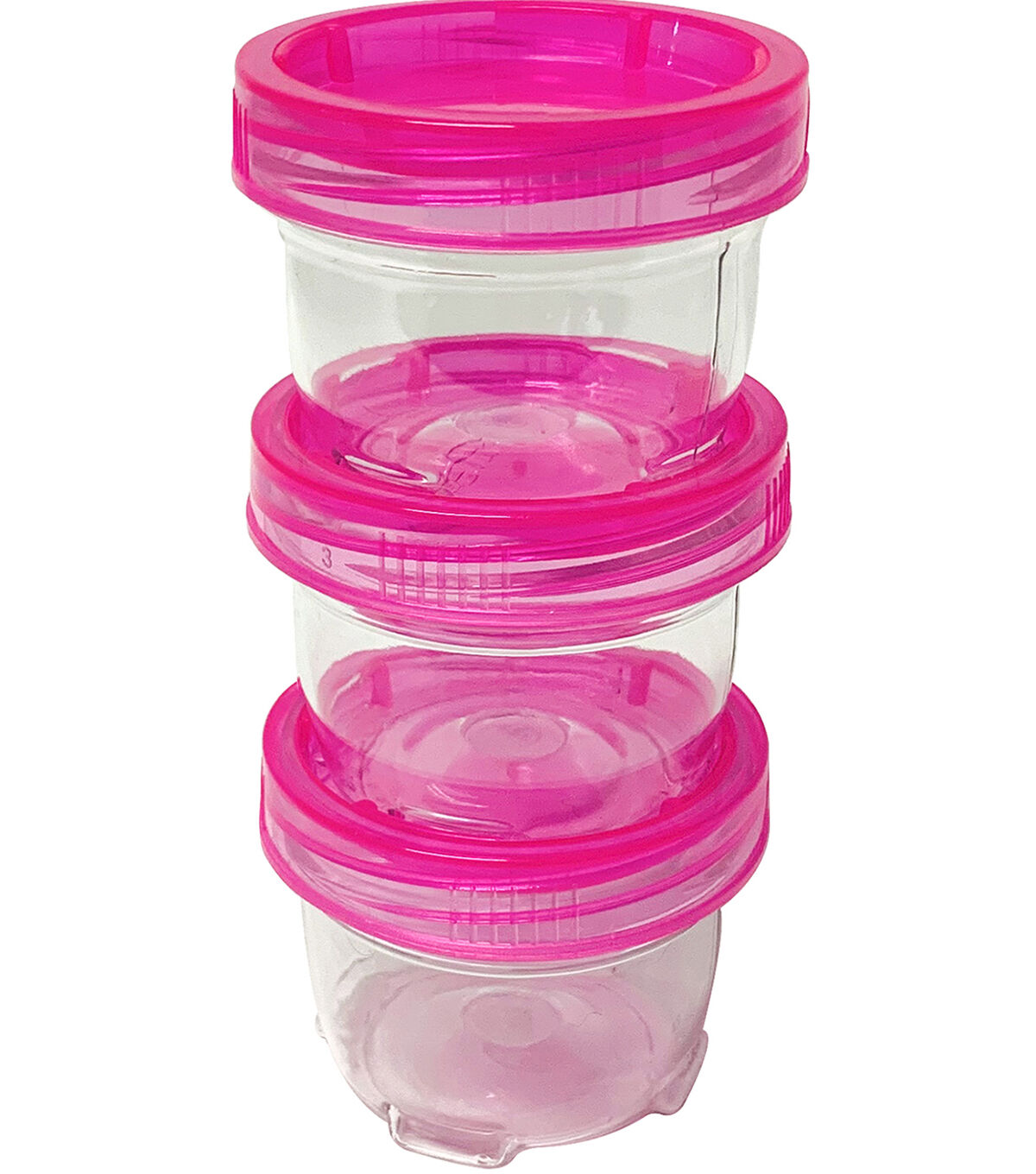 Everything Mary 2 x 1.5 Plastic Stackable Jars With Pink Lids 3pk