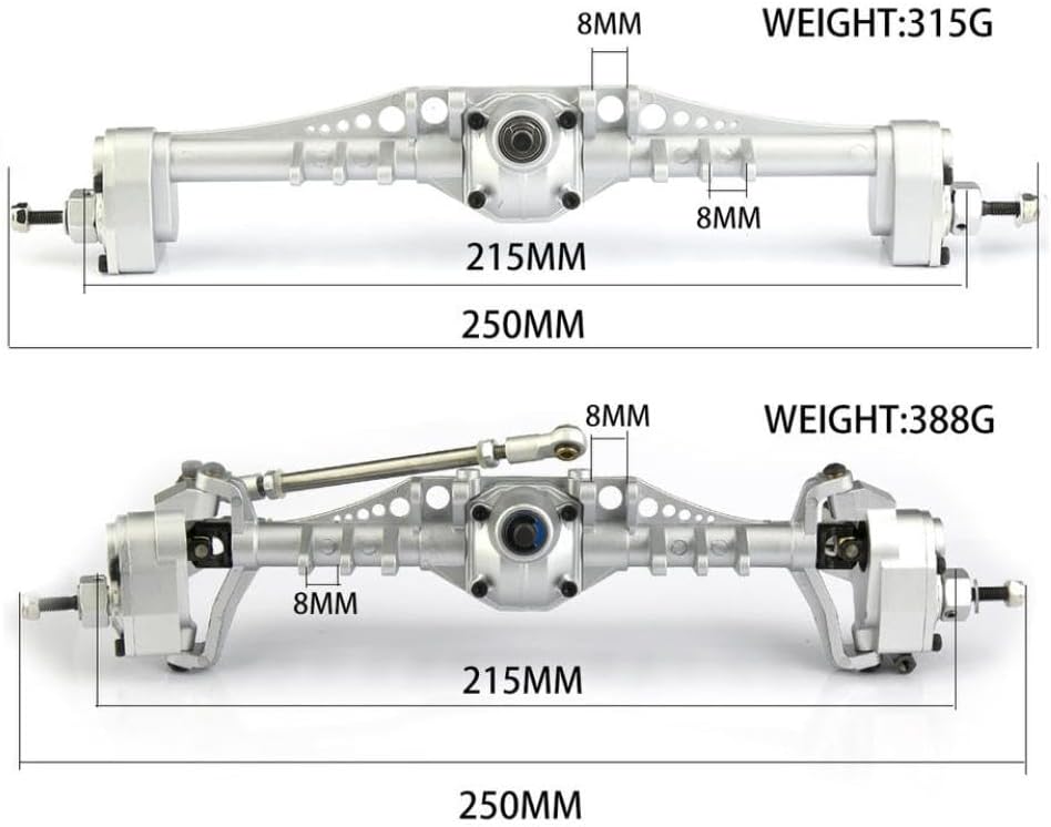 Metal Portal Axle Front and Rear Axle for RC Vehicle Compatible with UTB10 1.9 1/10 RC Crawler Car(Silvery)