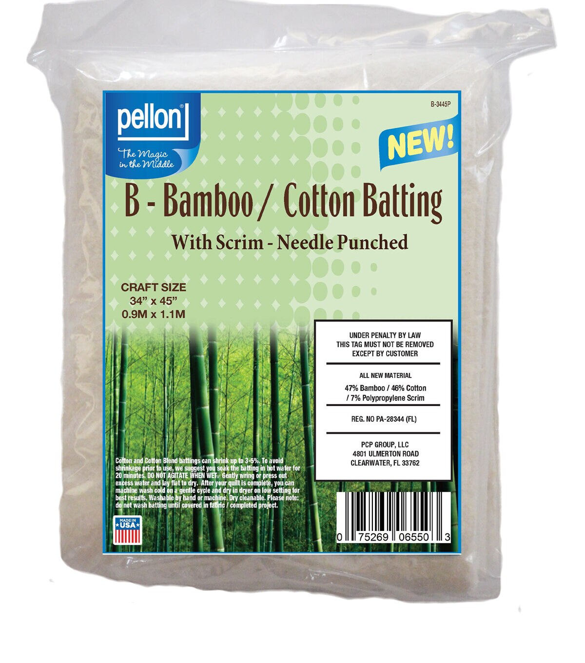 Pellon Bamboo/Cotton Batting With Scrim 34 x 45