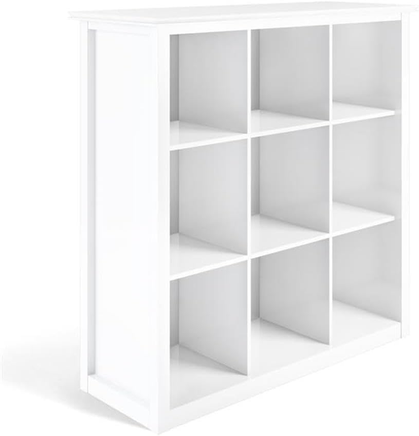 Pemberly Row Wood Transitional 9 Cube Bookcase and Unit in White