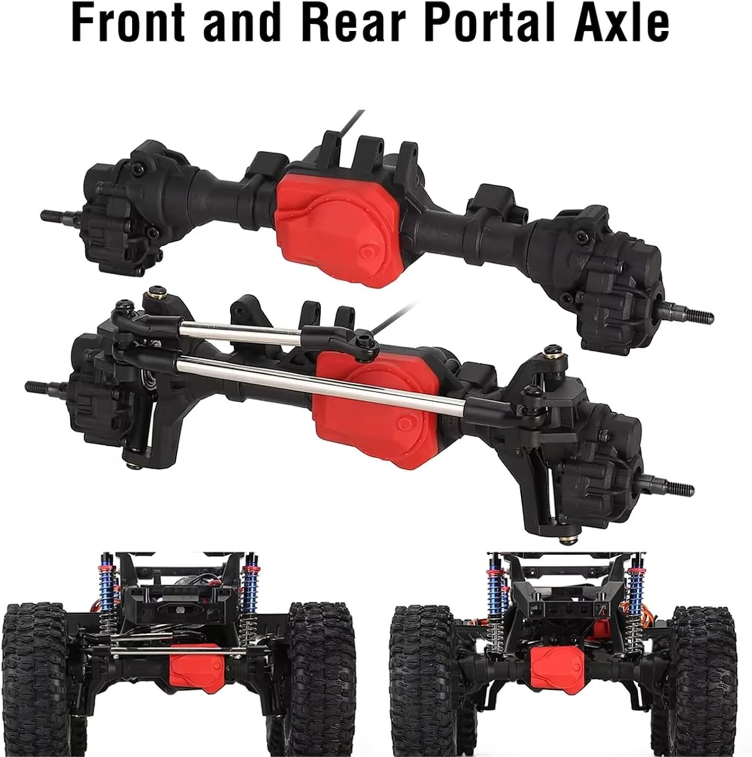 RC Front Rear Drive Axle Compatible with for traxxas for TRX-4 1/10 RC Car Upgrades Parts Metal RC Portal Axles Front and Rear Axle with T-Lock Differential(Front and Rear)