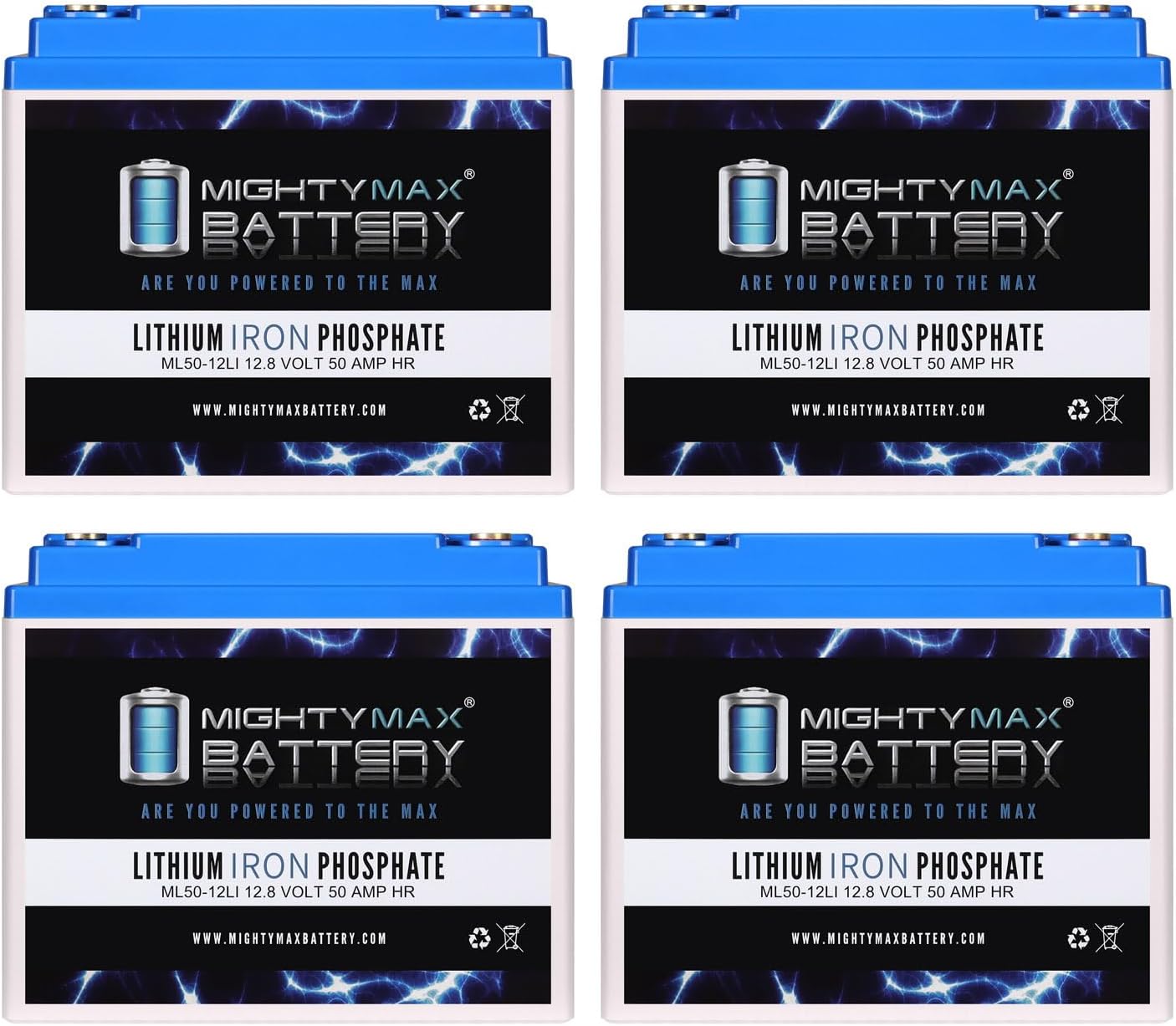 Mighty Max Battery 12V, 50Ah, Lithium, Replacement Battery Compatible with Permobil M300 PS JR Power Wheelchair - 4 Pack
