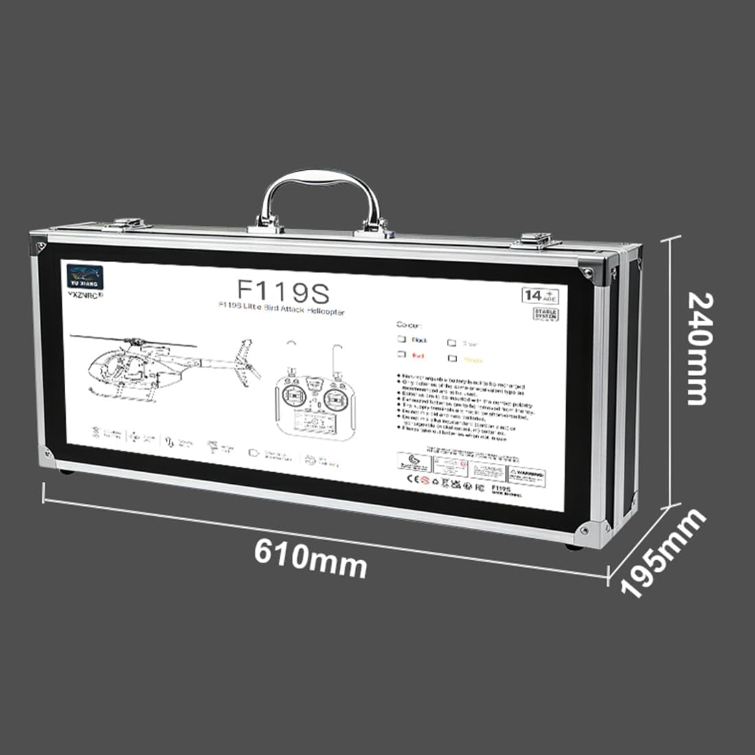 YU Xiang F119S MD500 1/16 Scale 250-Class 2.4G 9CH RC Little Bird Military Helicopter Model with Flybarless Rotor Head, 6G/3D Switchable Modes Openable Cockpit (RTF Version)