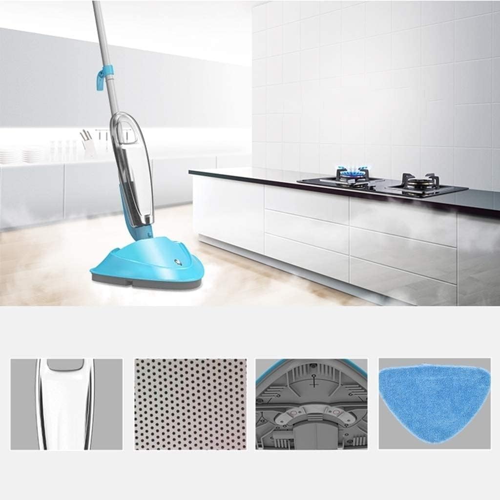 UOOD Multifunctional Steam Mop Electric Household Push Cleaner High Pressure Kitchen Cleaner, Blue Triangle Brush Head 400ml Big Water Tank