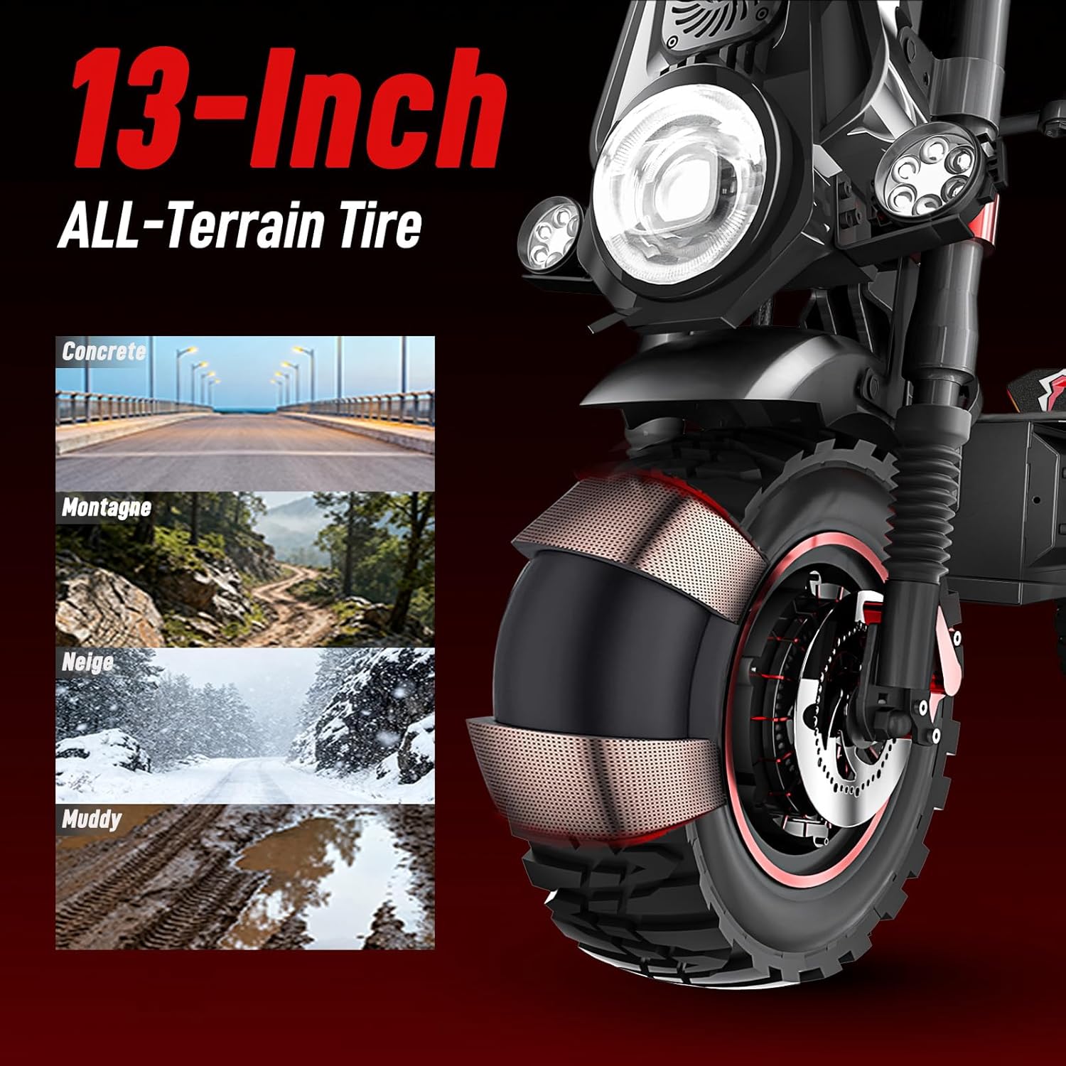 JL86 Pro Electric Scooter for Adults, 5000W Dual Motor， 60V 40Ah Quick-Release Battery, 55 MPH Speed, 13”Tubeless Tires, Dual Hydraulic Suspension, Foldable Off-Road Scooter