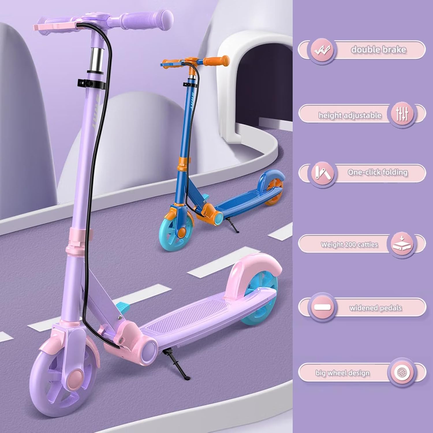 Scooters for Kids 6 Years and up, Folding Kick Scooter 2 Wheel for Teens,Adults, 4 Adjustable Handlebar, Big Wheels, Dual-Brake System,Lightweight Sports Commuter Scooter, Sturdy Frame, up to